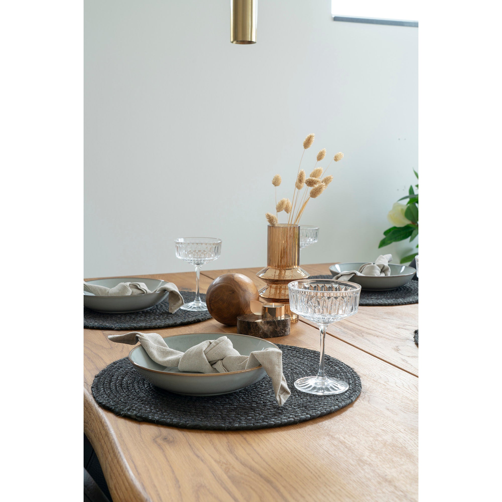 House Nordic Bombay Placemat, Braided Jute, Dark Grey, ø38 Cm, Set Of 4