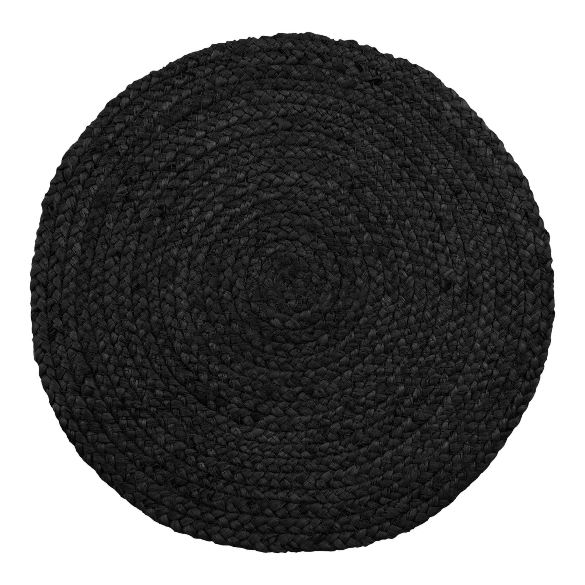 House Nordic Bombay Placemat, Braided Jute, Dark Grey, ø38 Cm, Set Of 4