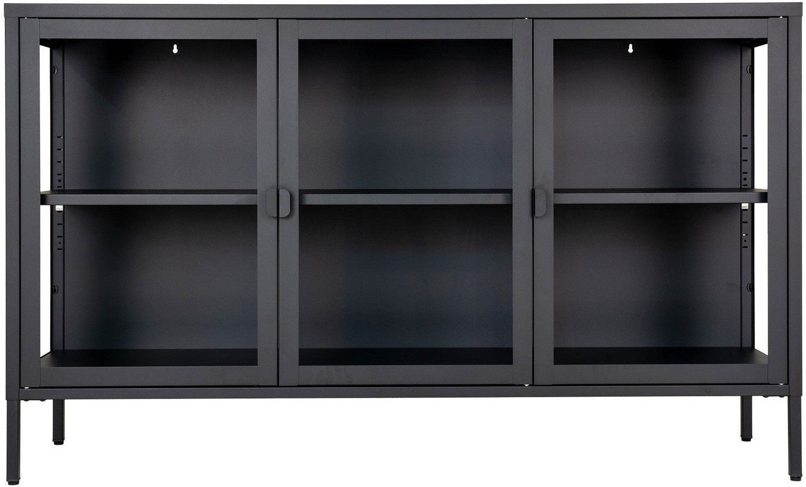 House Nordic Brisbane Sideboard, 3 Glass Doors, Steel, Black, 140x40x85 Cm