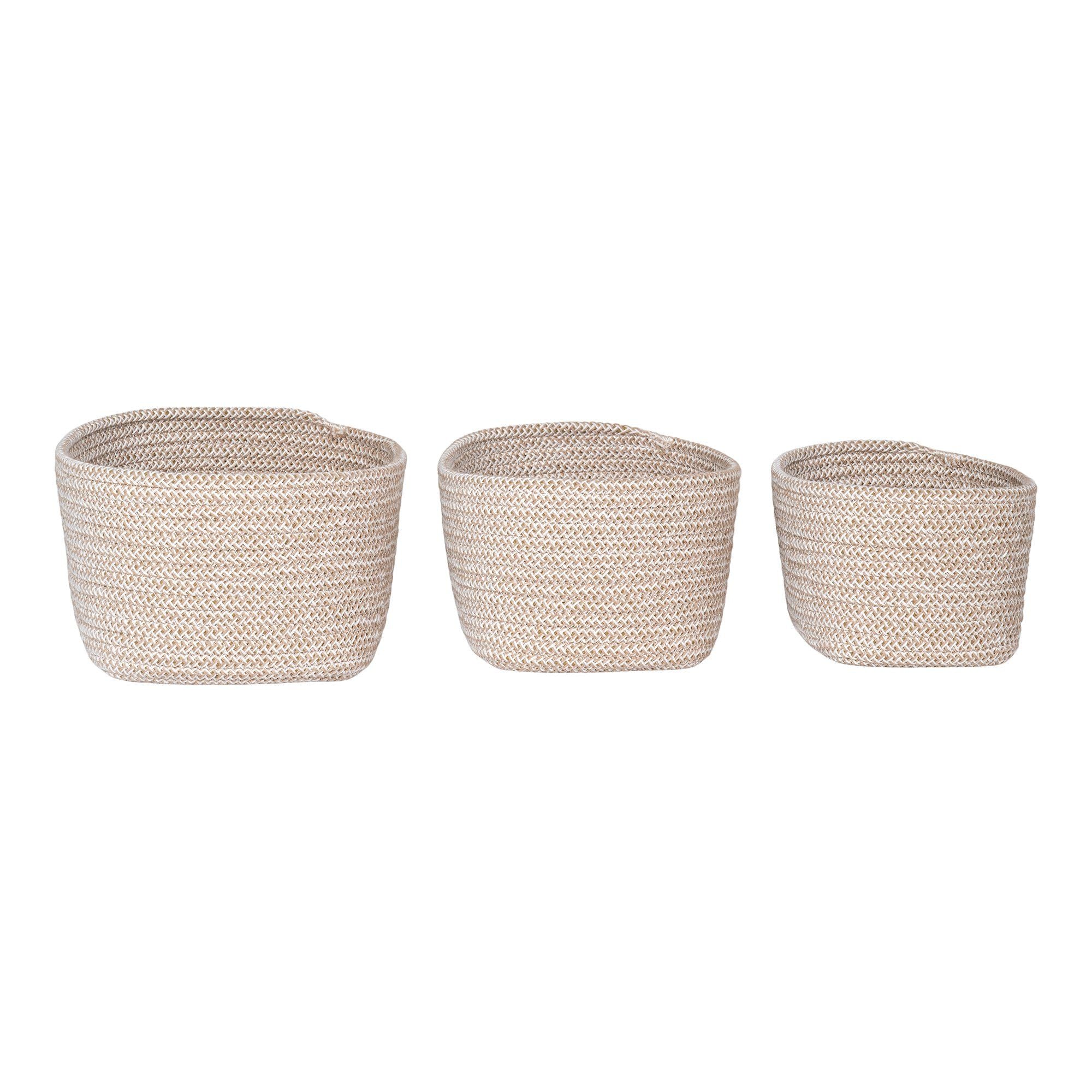 House Nordic Cadima Baskets, Cotton, Beige, Set Of 3