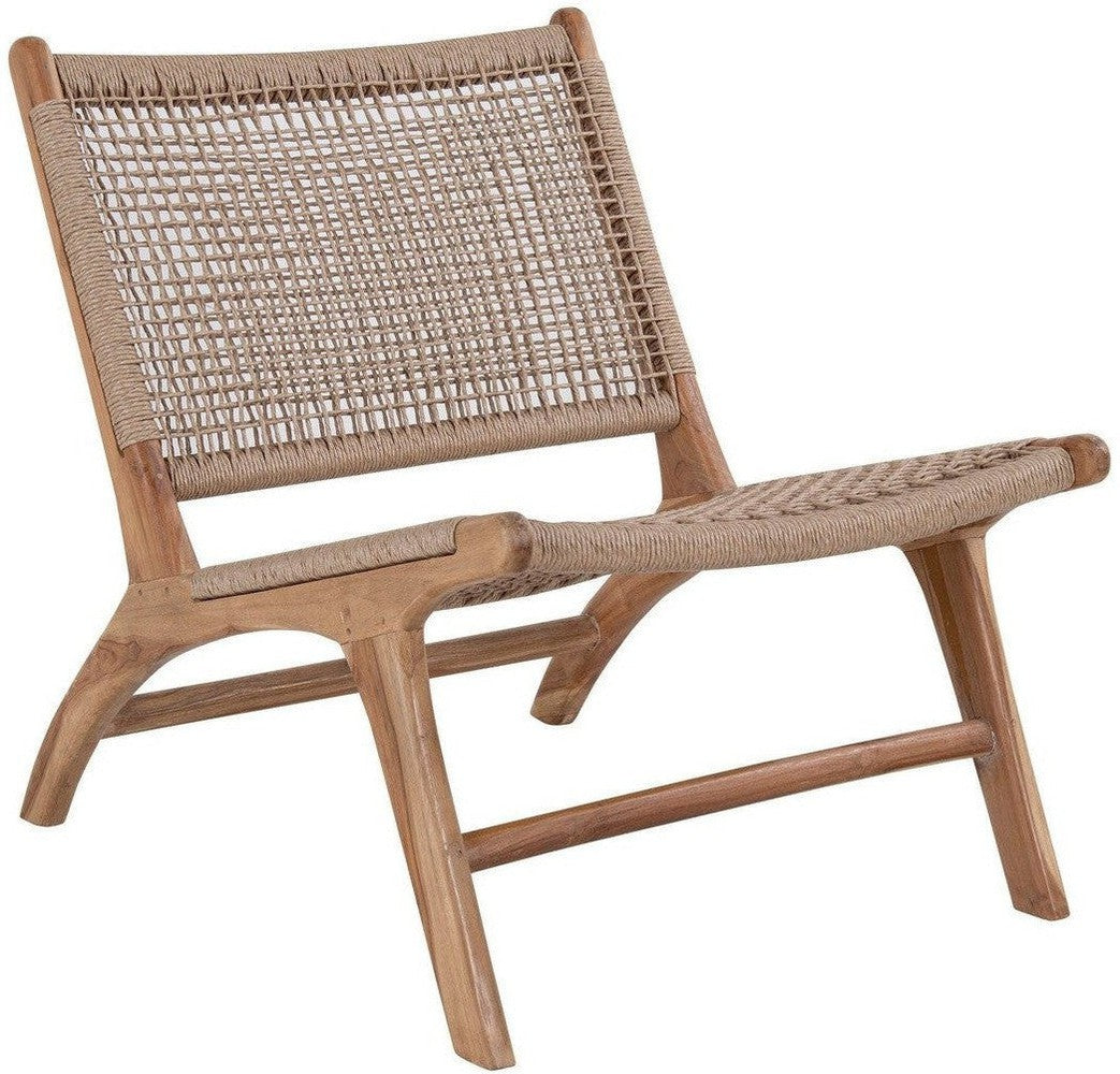 House Nordic Derby Chair In Polyrattan, Nature With Teak Wood Legs