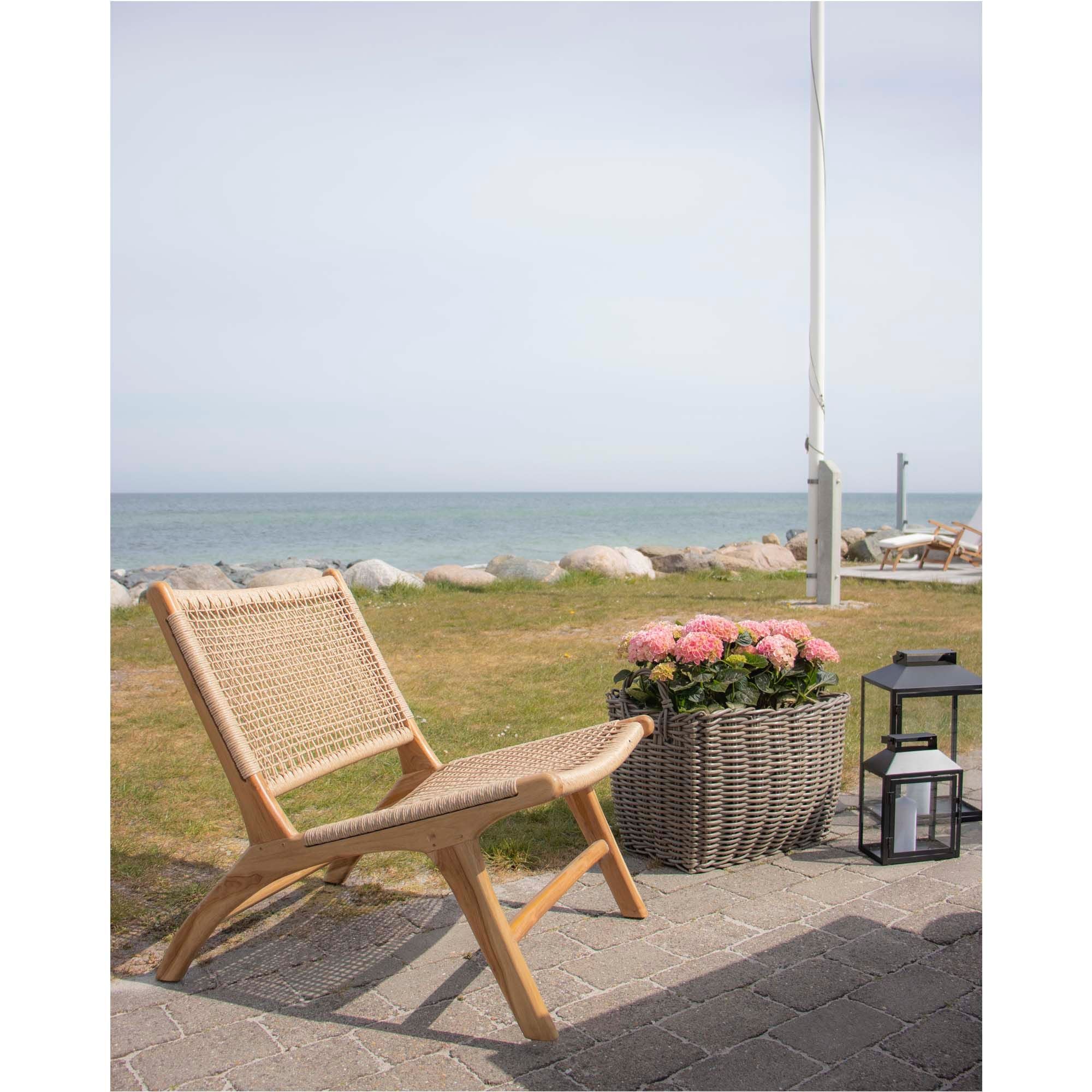 House Nordic Derby Chair In Polyrattan, Nature With Teak Wood Legs