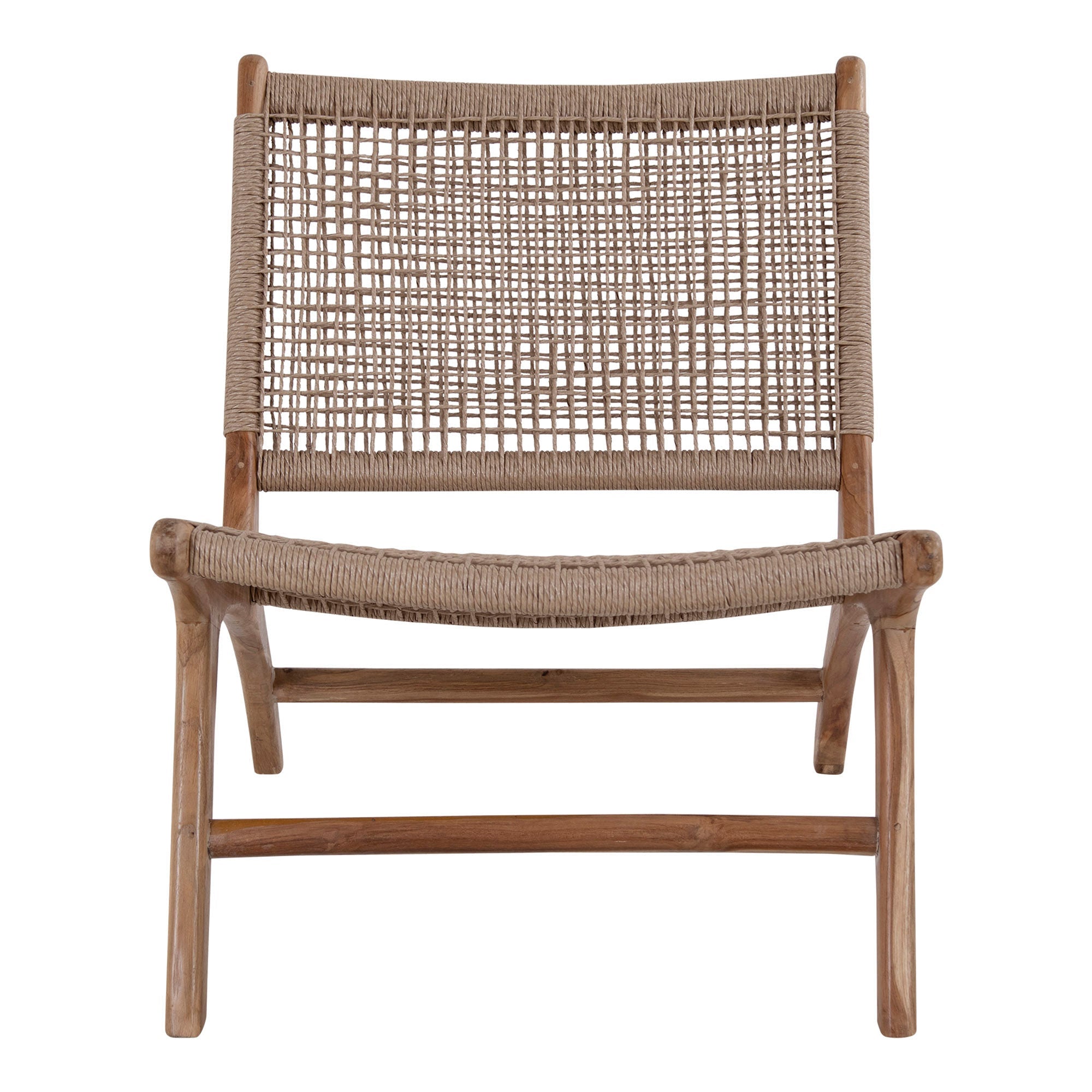 House Nordic Derby Chair In Polyrattan, Nature With Teak Wood Legs
