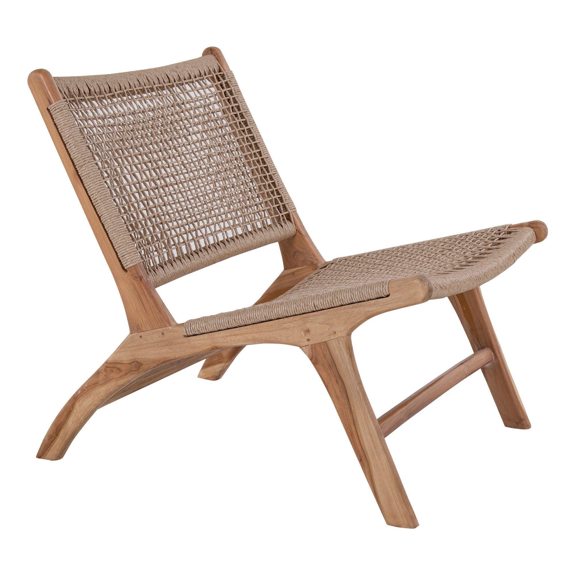 House Nordic Derby Chair In Polyrattan, Nature With Teak Wood Legs
