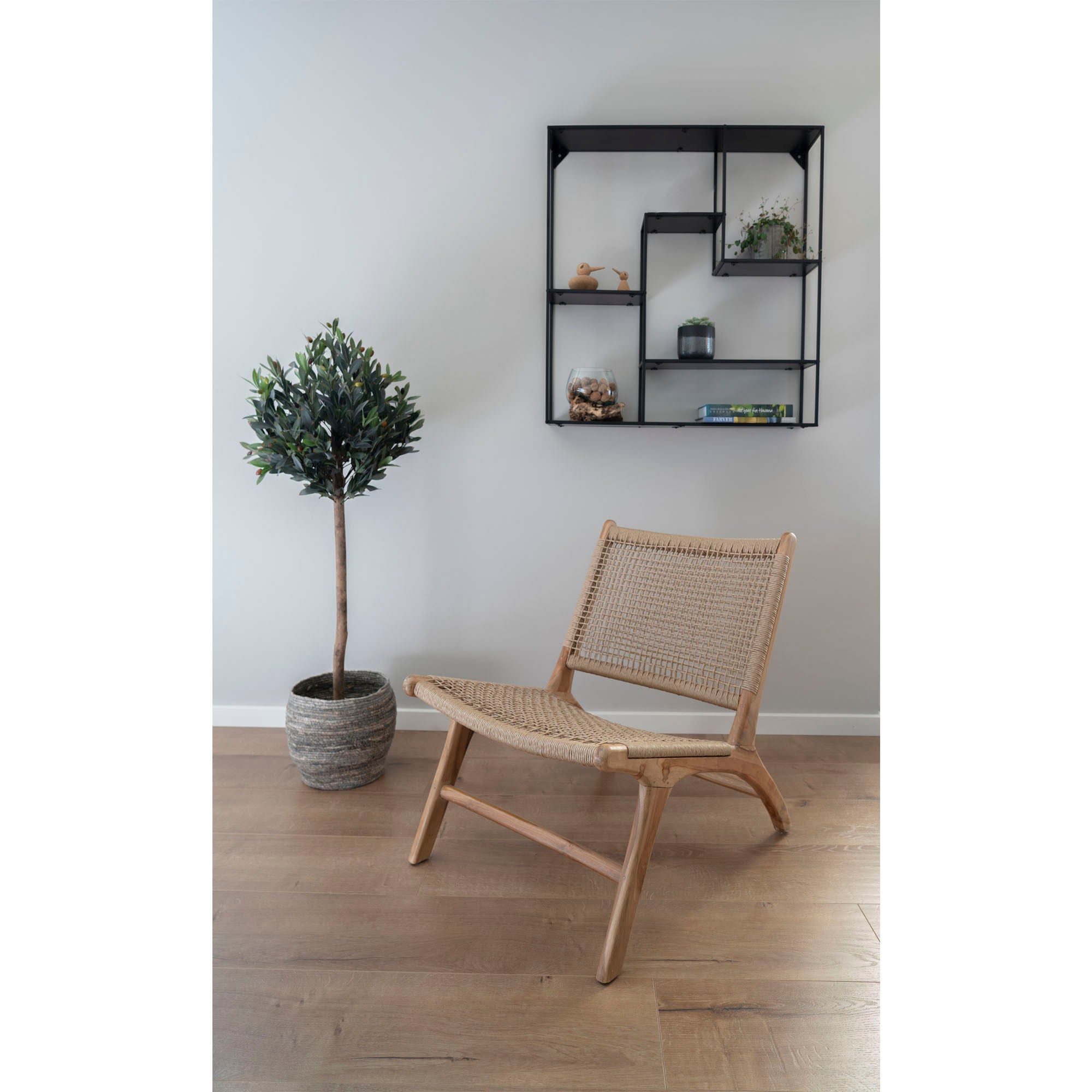 House Nordic Derby Chair In Polyrattan, Nature With Teak Wood Legs
