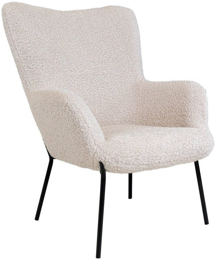 House Nordic Glasgow Chair In Artificial Lambskin, White With Black Legs, Hn1090