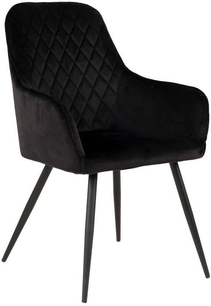 House Nordic Harbo Dining Chair In Velvet, Black With Black Legs, Hn1207