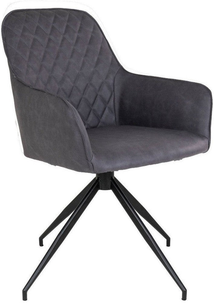 House Nordic Harbo Dining Chair, Swivel, Pu, Dark Grey With Black Legs, Hn1221