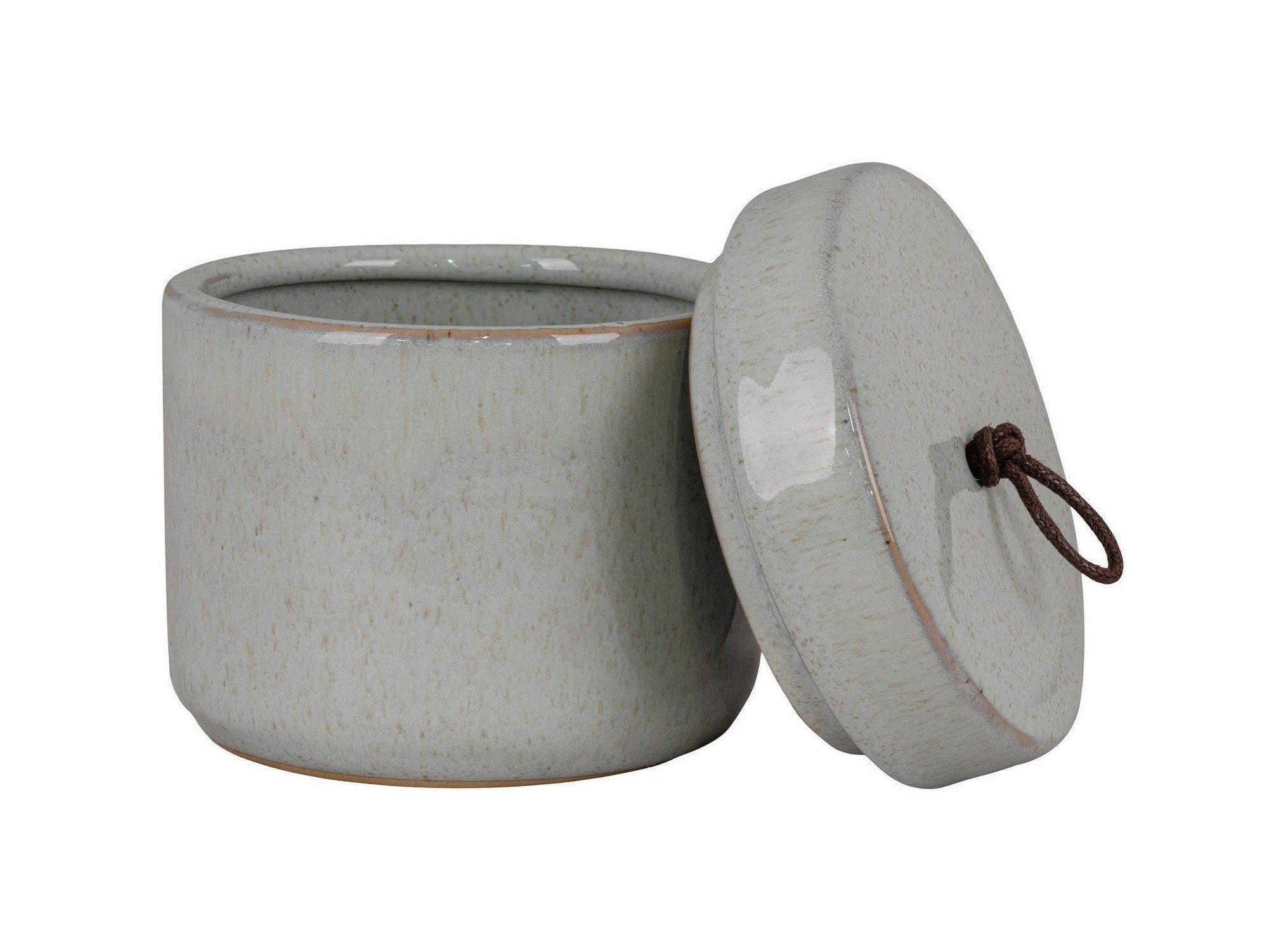 House Nordic Jar, Ceramic, With Lid, Grey, Round, ø10,5x10 Cm