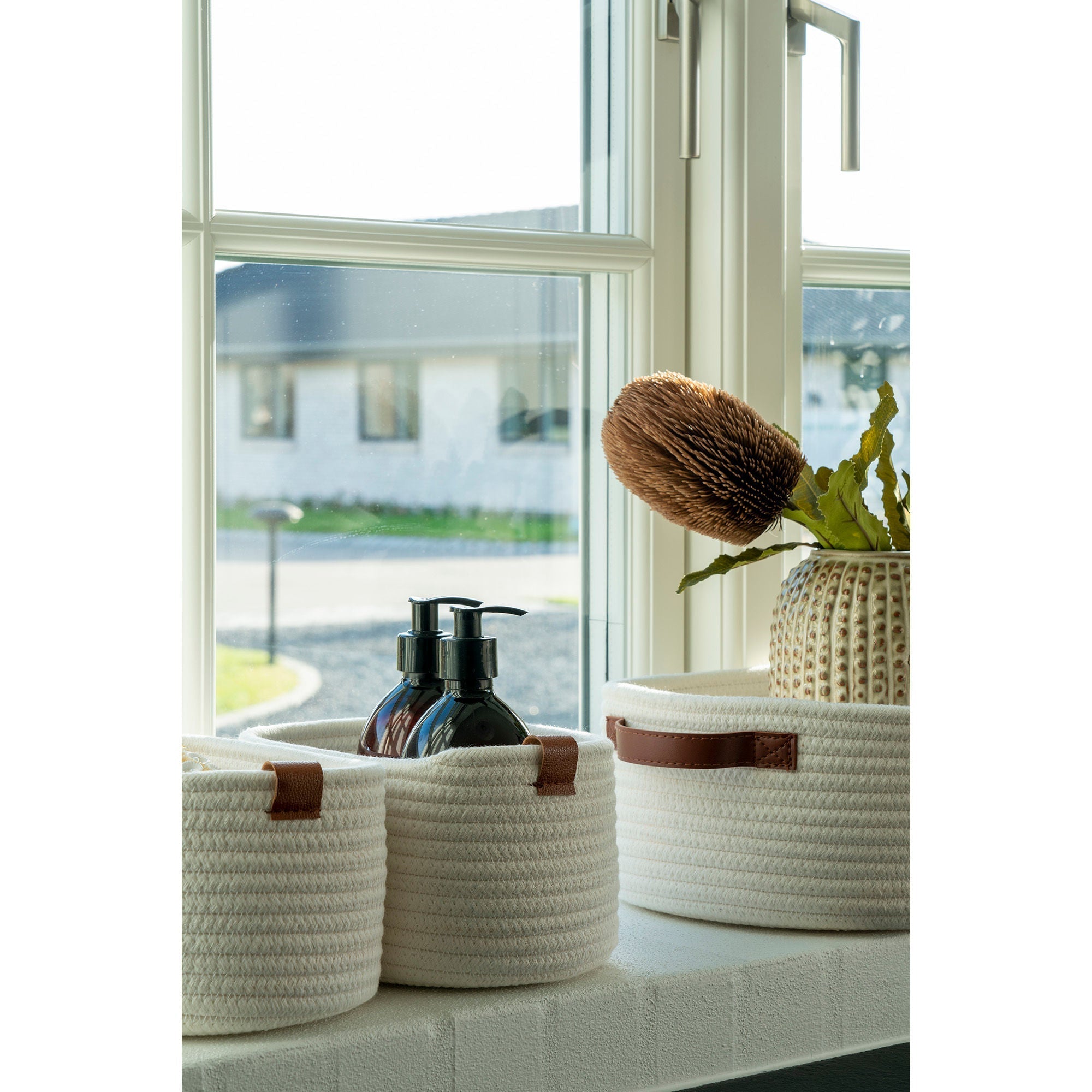 House Nordic Jarana Baskets, Cotton, White, Set Of 3