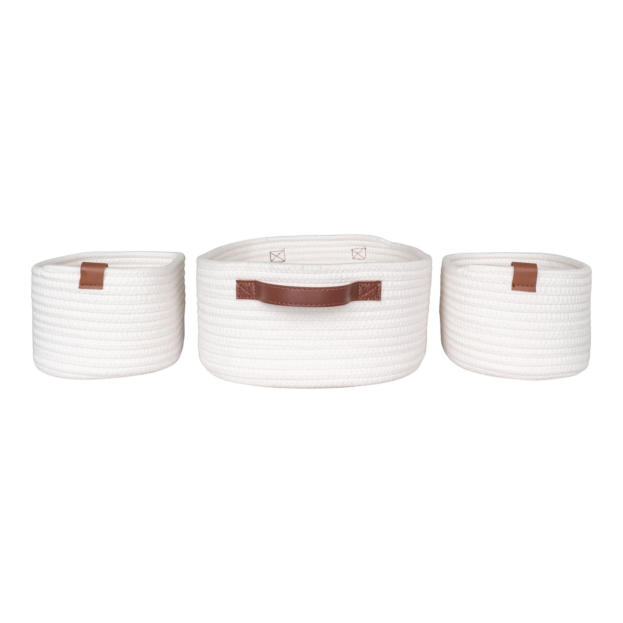 House Nordic Jarana Baskets, Cotton, White, Set Of 3