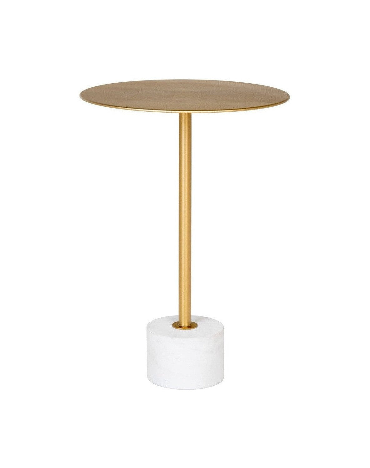 House Nordic Lecco Side Table, Brass And Marble, ø41x58 Cm