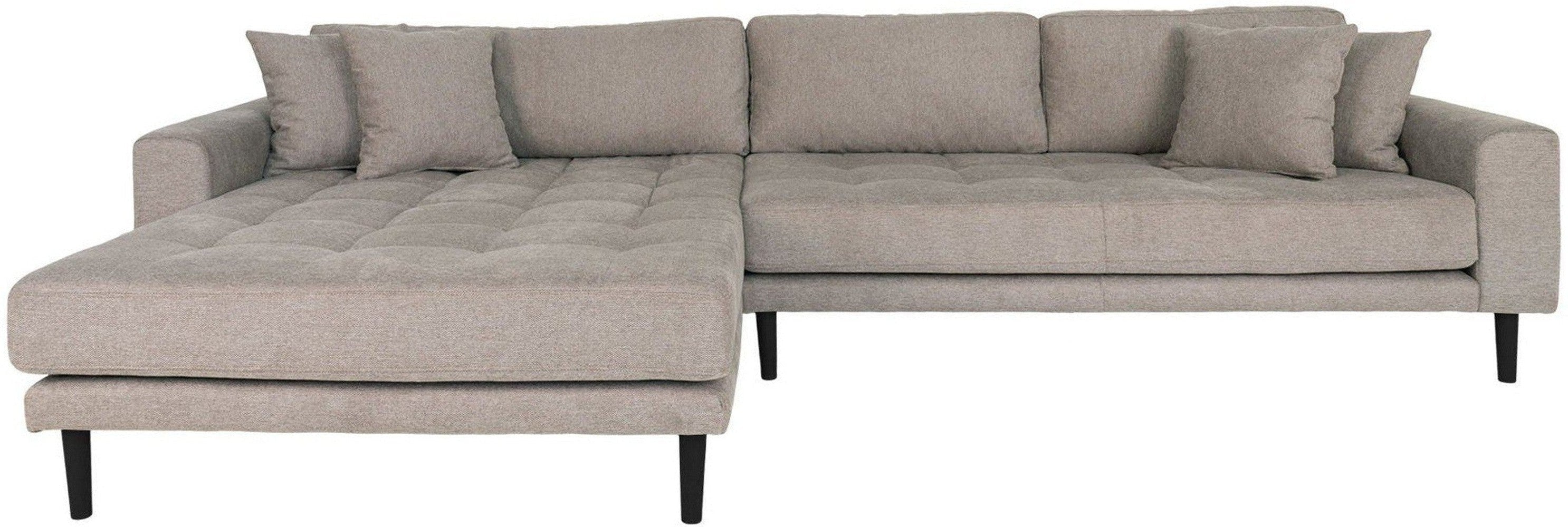 House Nordic Lido Lounge Sofa,Left Facing In Stone With 4 Pillows And Black Wood Legs, Hn1030