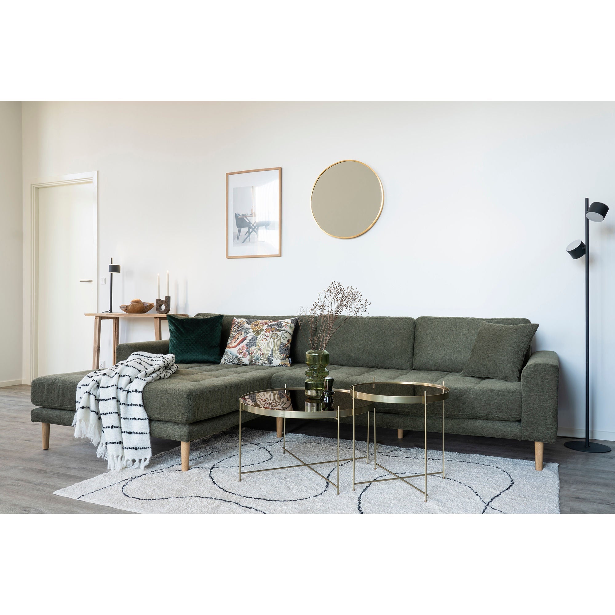 House Nordic Madrid Mirror, Aluminium, Brass Look, ø60 Cm