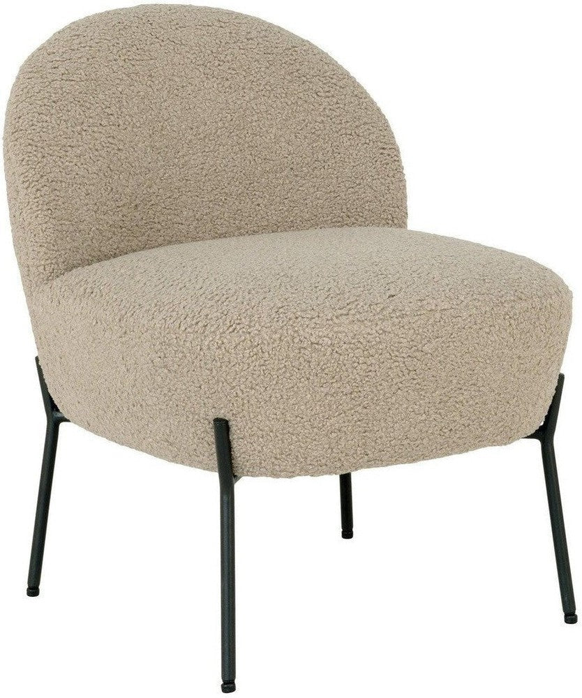 House Nordic Merida Lounge Chair In Artificial Lambskin, Grey Brown With Black Legs