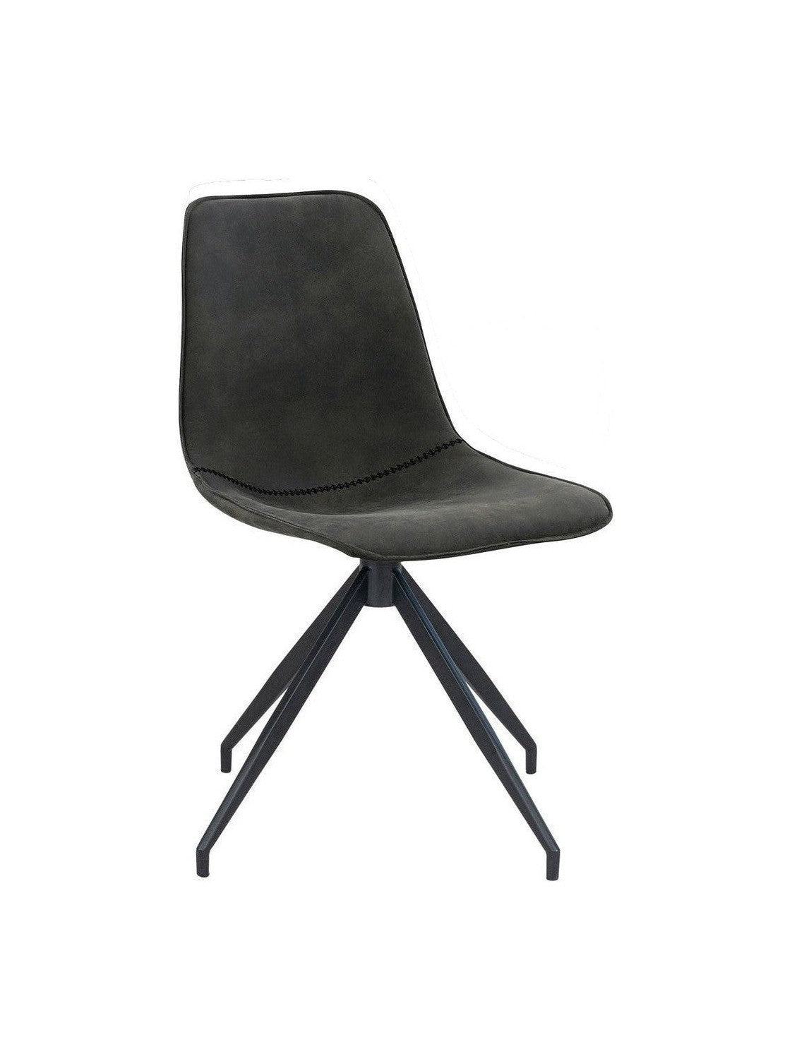 House Nordic Monaco Dining Chair, Swivel, Microfiber, Grey With Black Legs, Hn1229