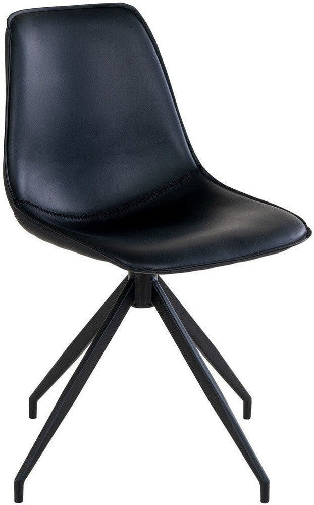 House Nordic Monaco Dining Chair, Swivel, Pu, Black With Black Legs, Hn1228