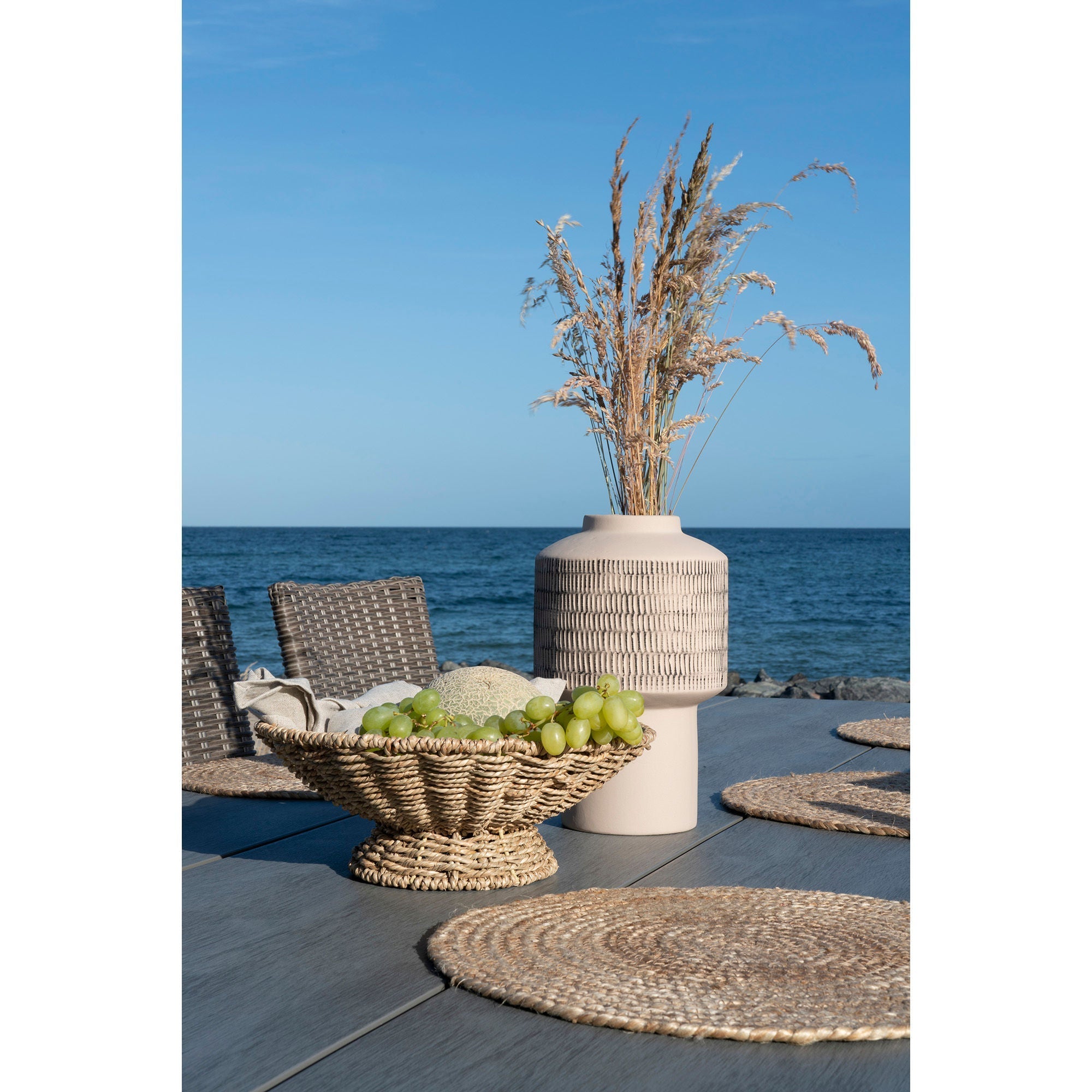 House Nordic Pruna Serving Tray, Seagrass, Natural, ø30x11 Cm