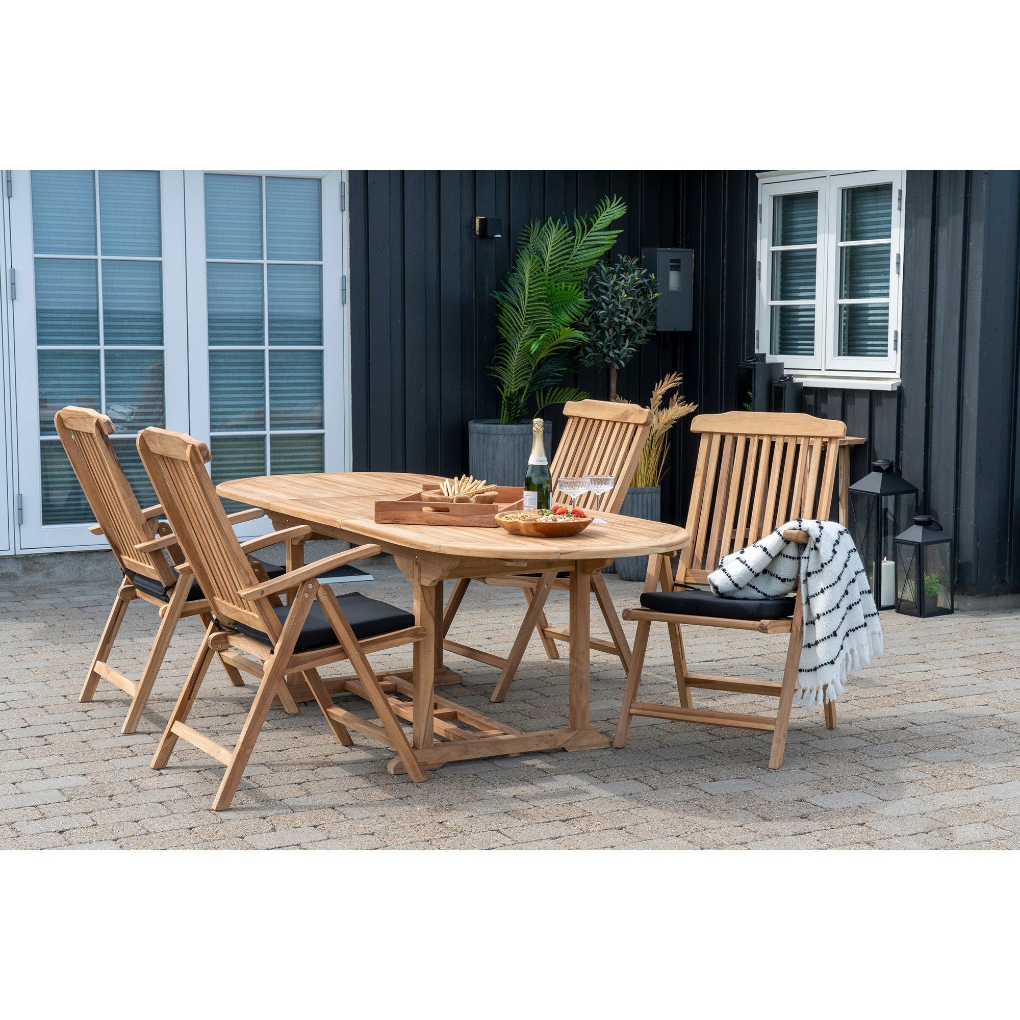 House Nordic Salamanca Extendable Dining Table In Teak Wood, Nature, 90x180/240x75 Cm