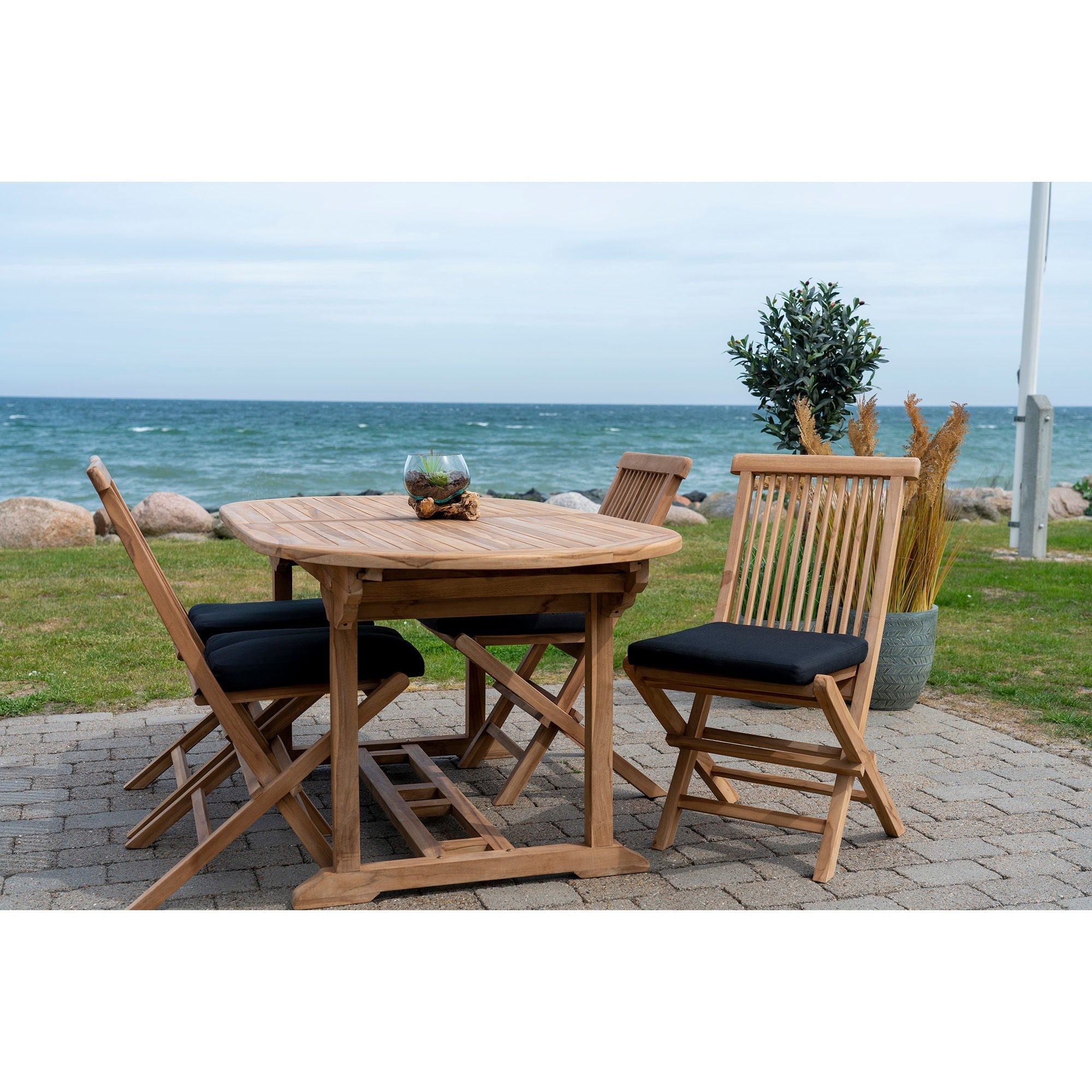 House Nordic Salamanca Extendable Dining Table In Teak Wood, Nature, 90x180/240x75 Cm