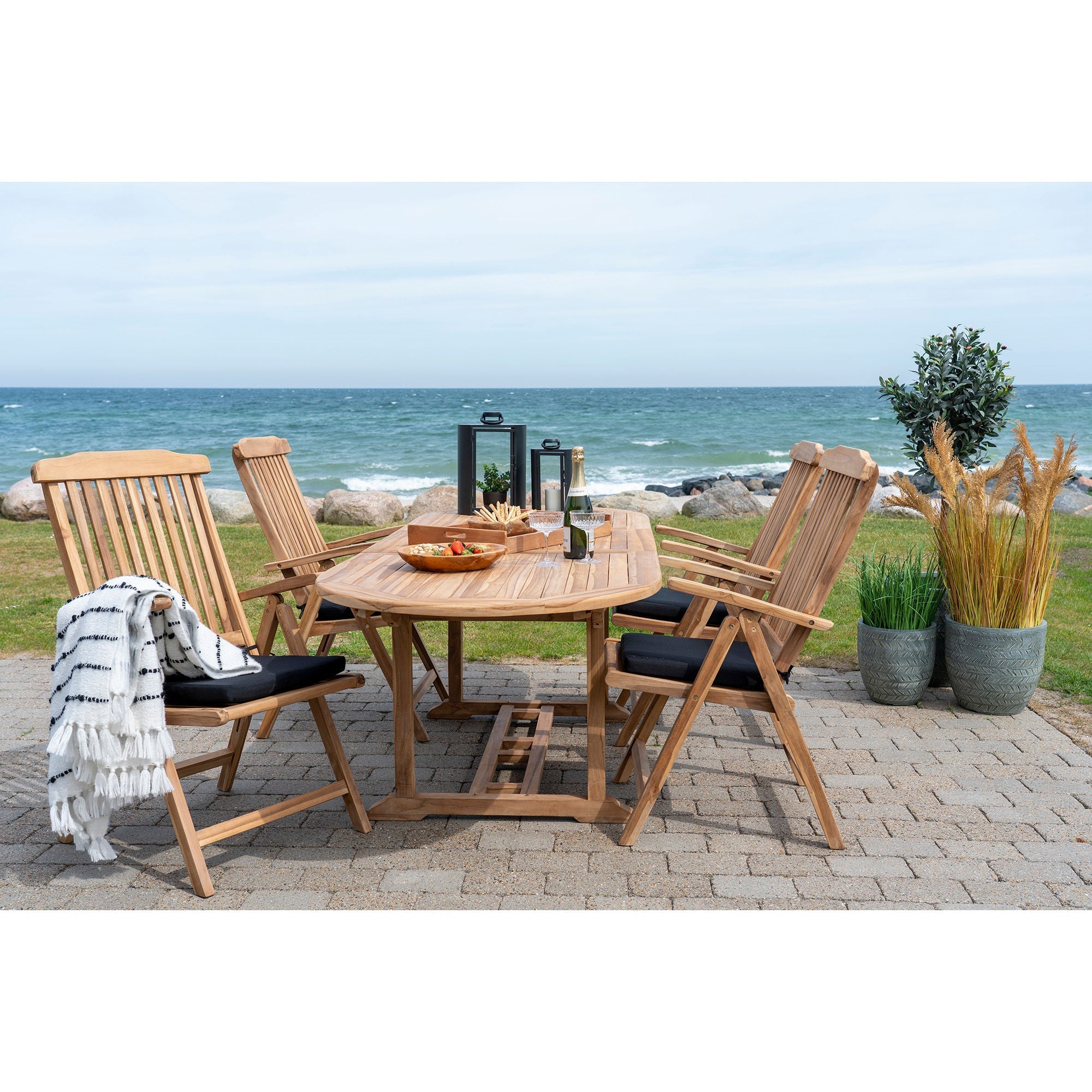 House Nordic Salamanca Extendable Dining Table In Teak Wood, Nature, 90x180/240x75 Cm