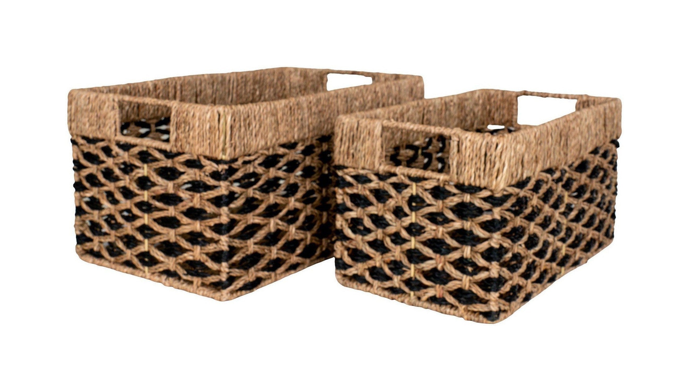 House Nordic Salar Baskets, Seagrass, Black/Natural, Set Of 2