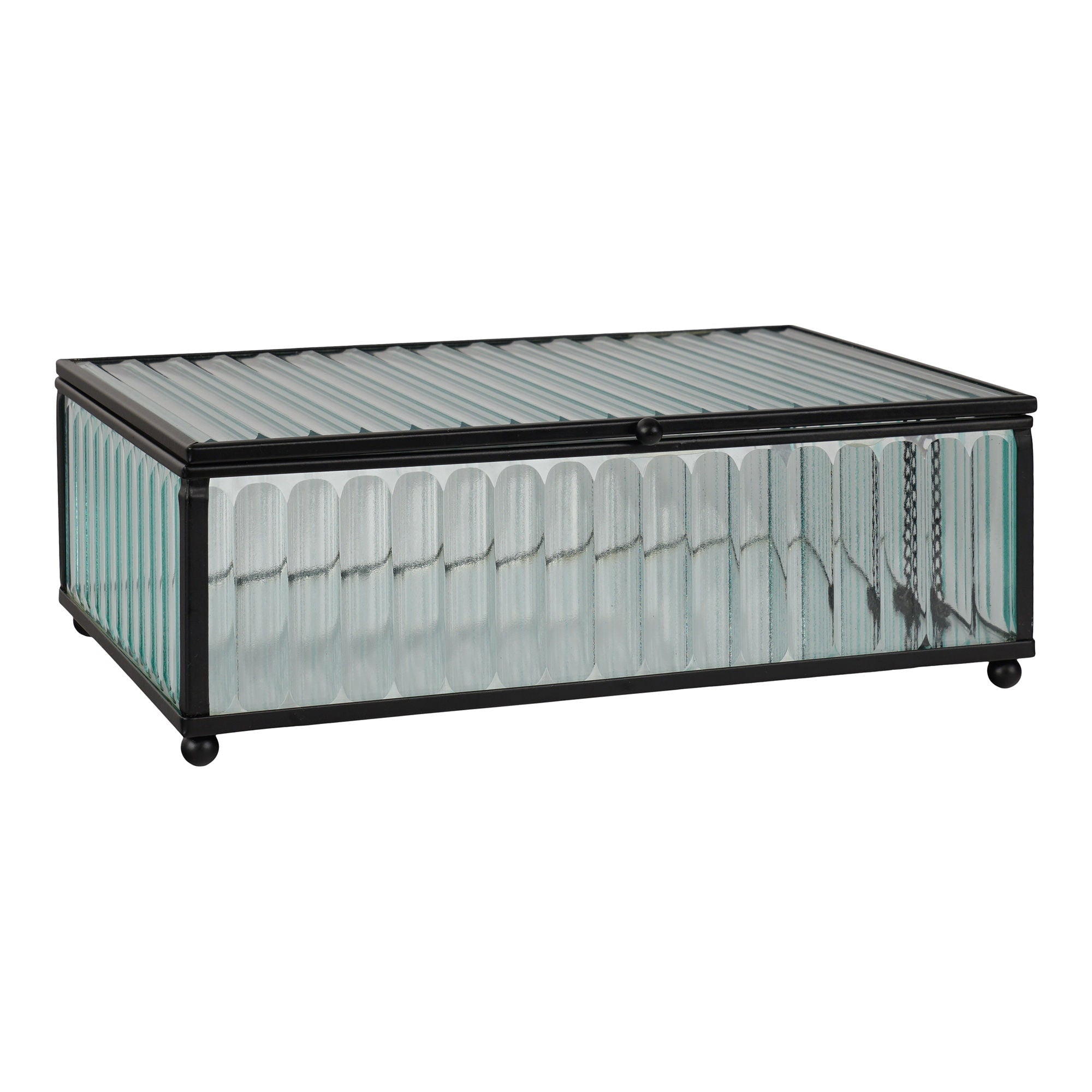 House Nordic Santorini Box, Glass/Metal, Black, 20x13x7 Cm