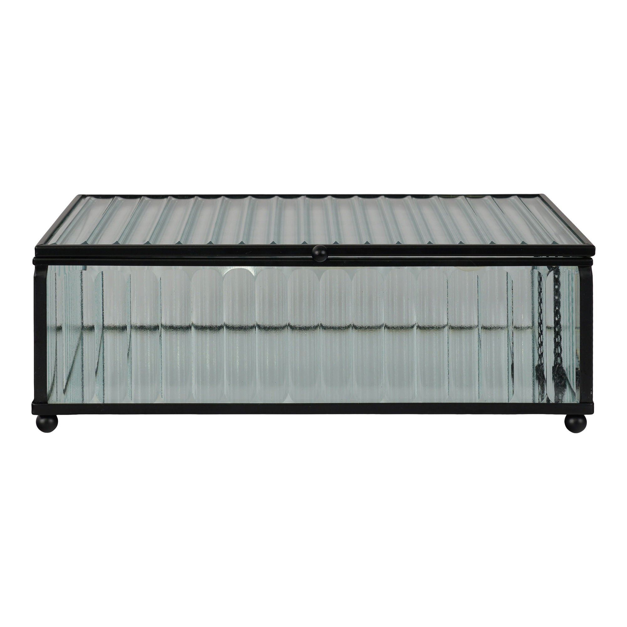 House Nordic Santorini Box, Glass/Metal, Black, 20x13x7 Cm