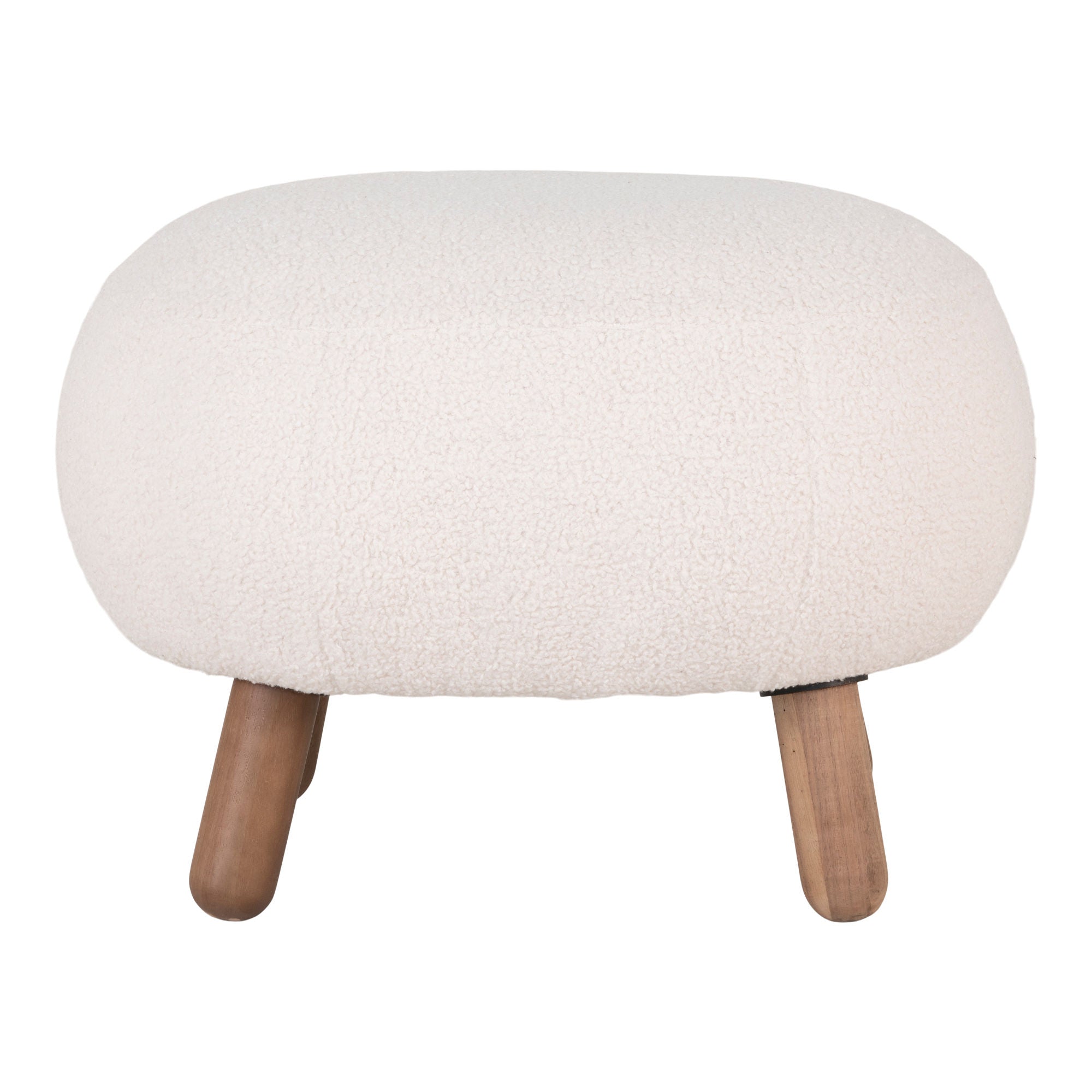 House Nordic Savona Footrest, Artificial Lambskin, White With Walnut Look Legs, Hn1094