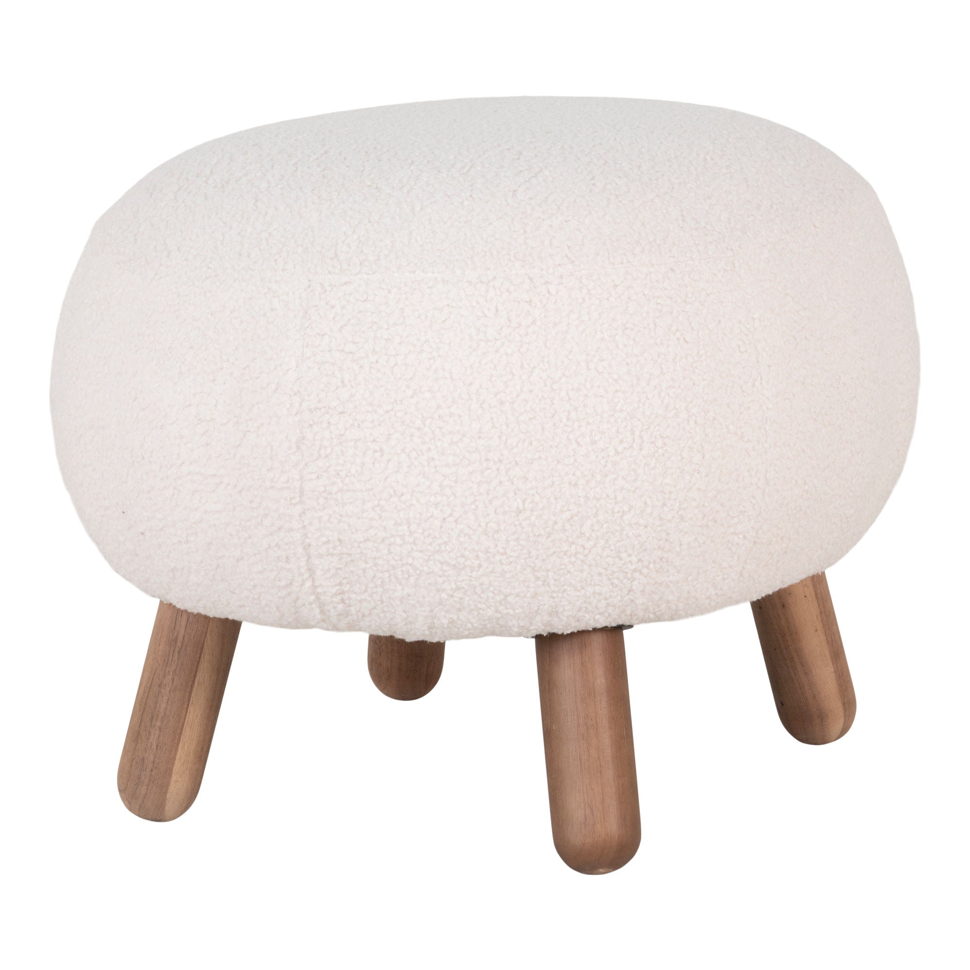 House Nordic Savona Footrest, Artificial Lambskin, White With Walnut Look Legs, Hn1094