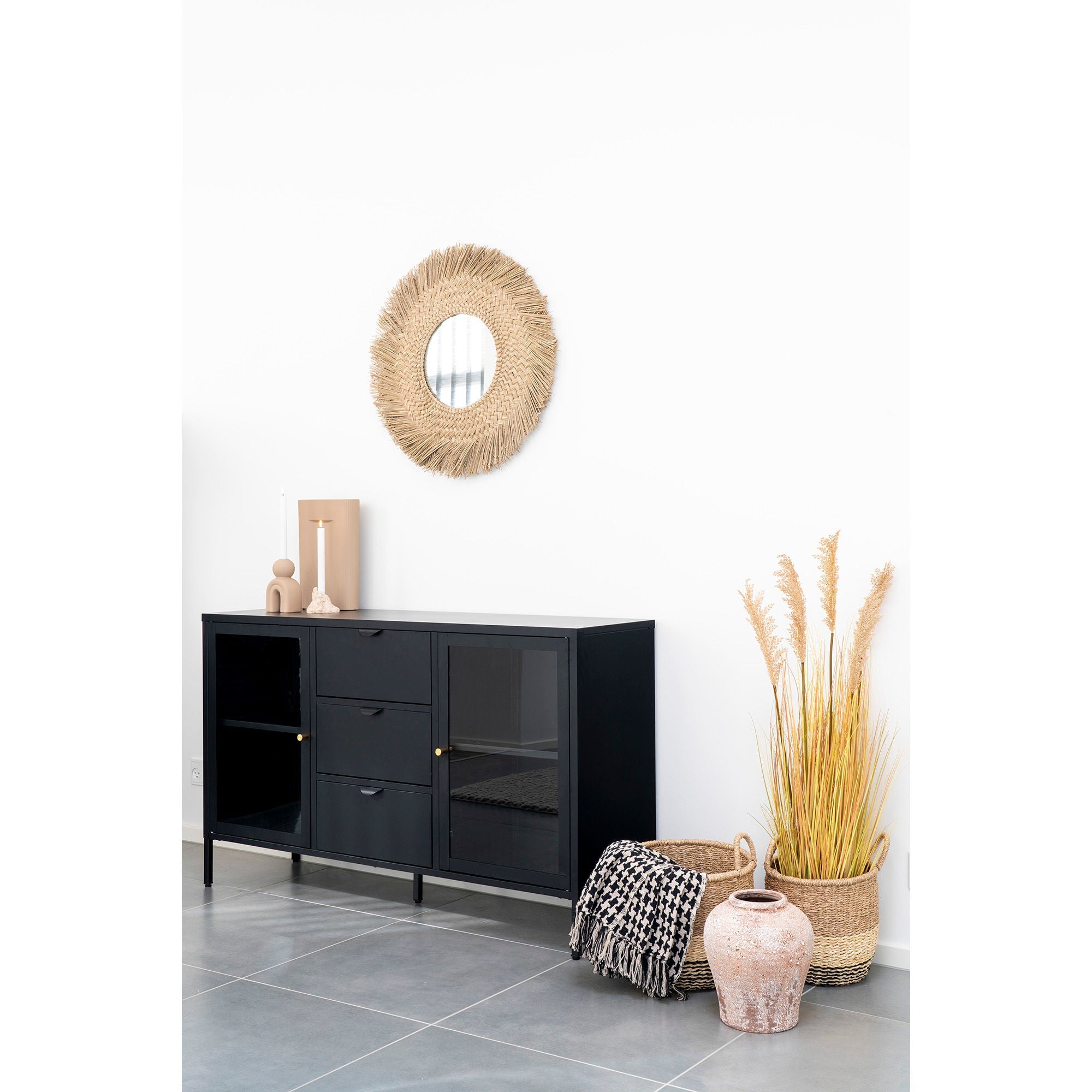 House Nordic Side Plaid, Black/Beige, 130x180 Cm