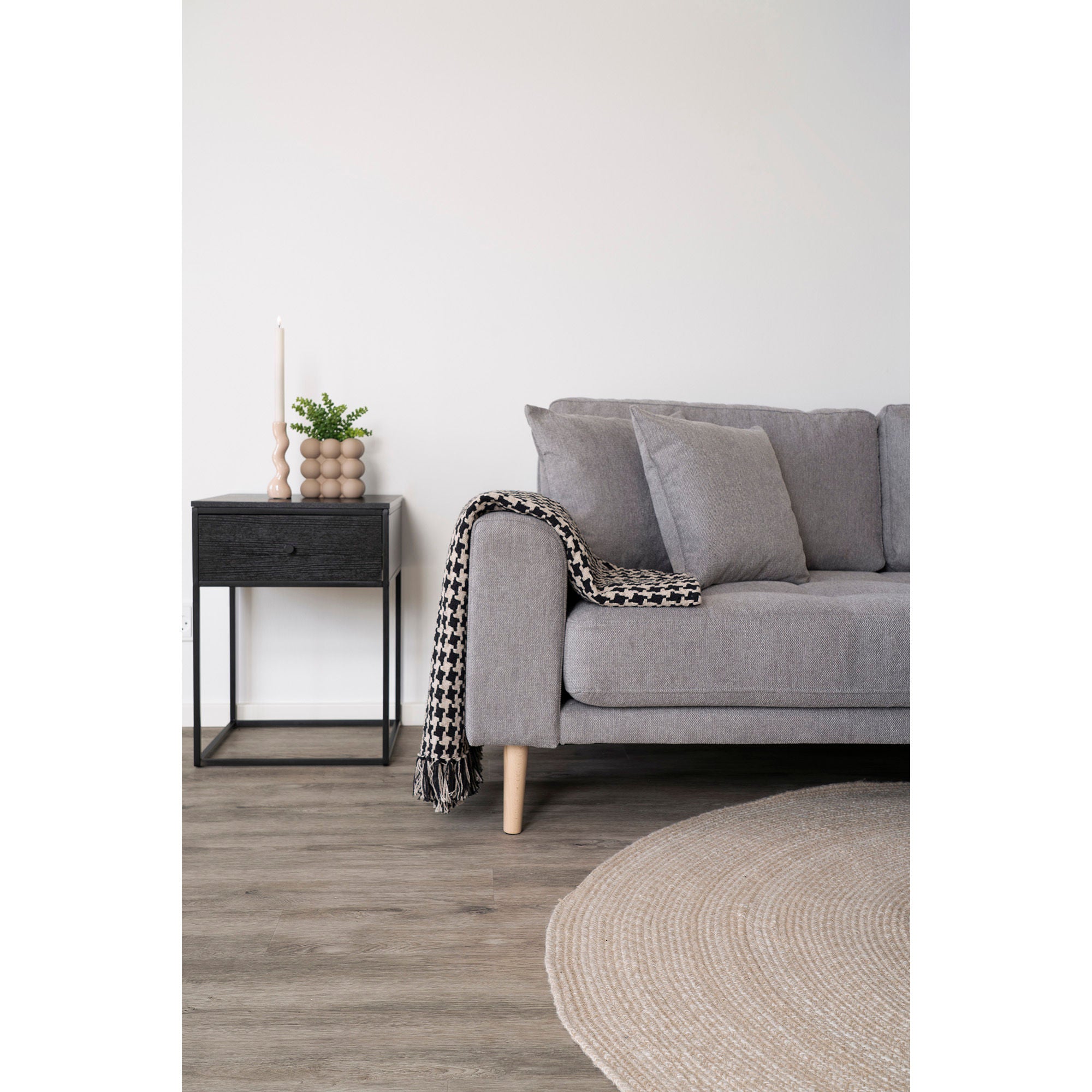 House Nordic Side Plaid, Black/Beige, 130x180 Cm