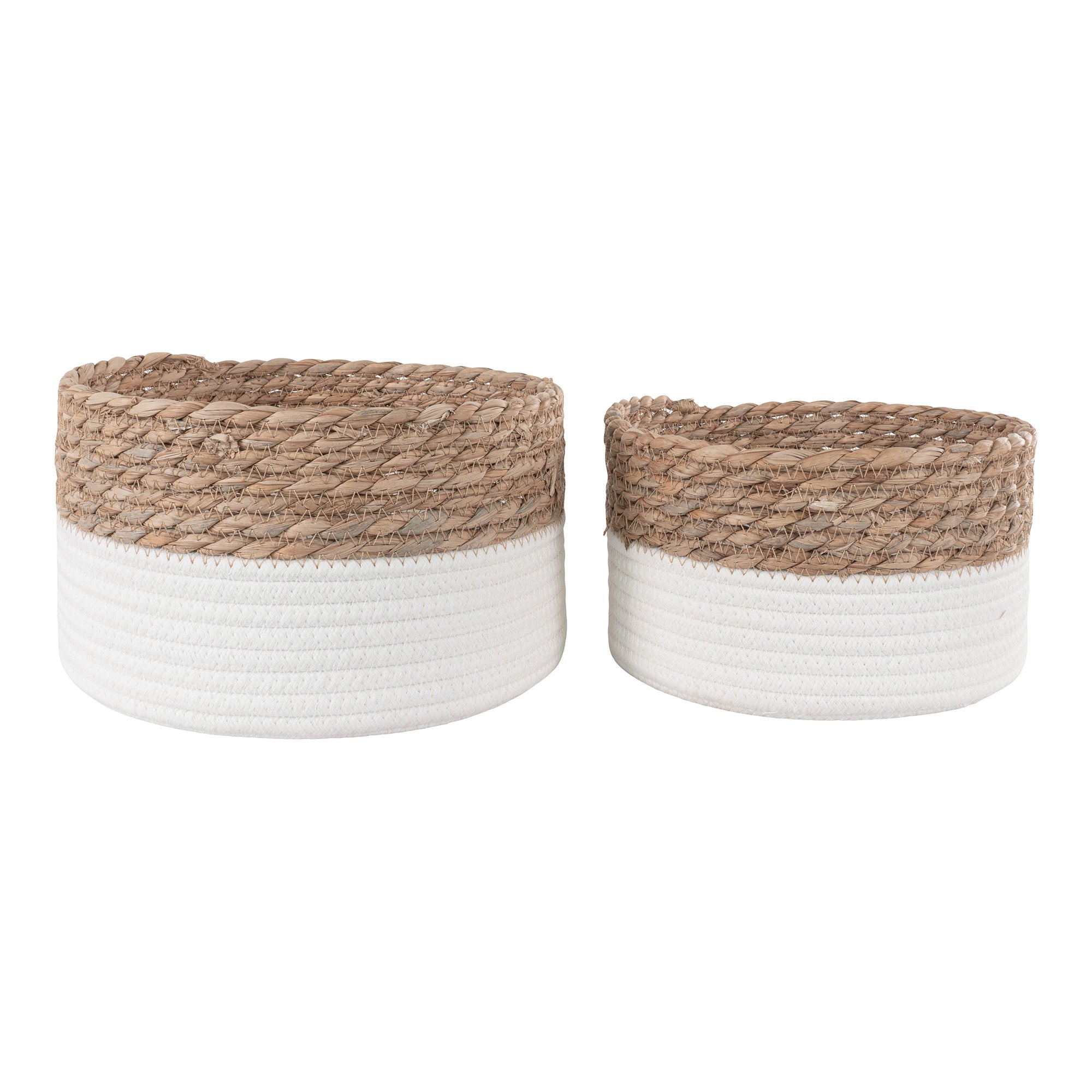 House Nordic Tanta Baskets, Cotton/Reed, White/Natural, Set Of 2
