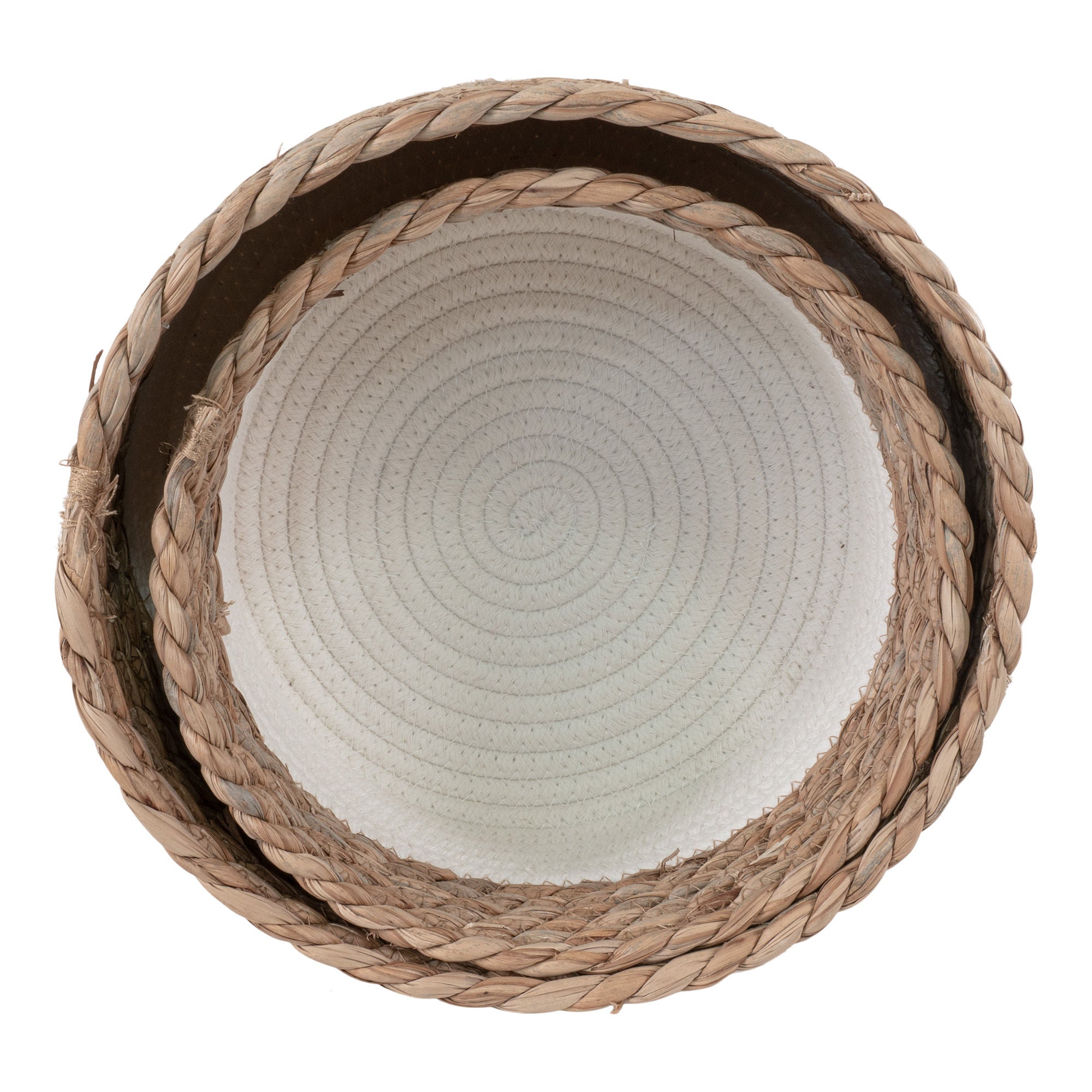 House Nordic Tanta Baskets, Cotton/Reed, White/Natural, Set Of 2