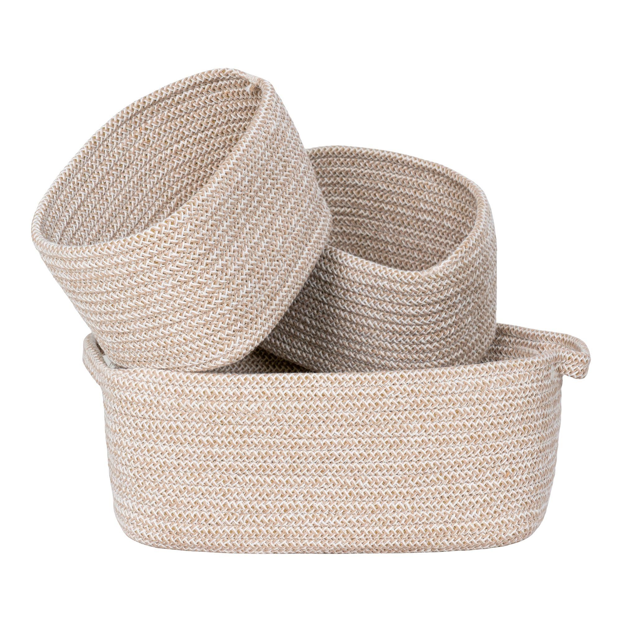 House Nordic Teixo Baskets, Cotton, Beige, Set Of 3