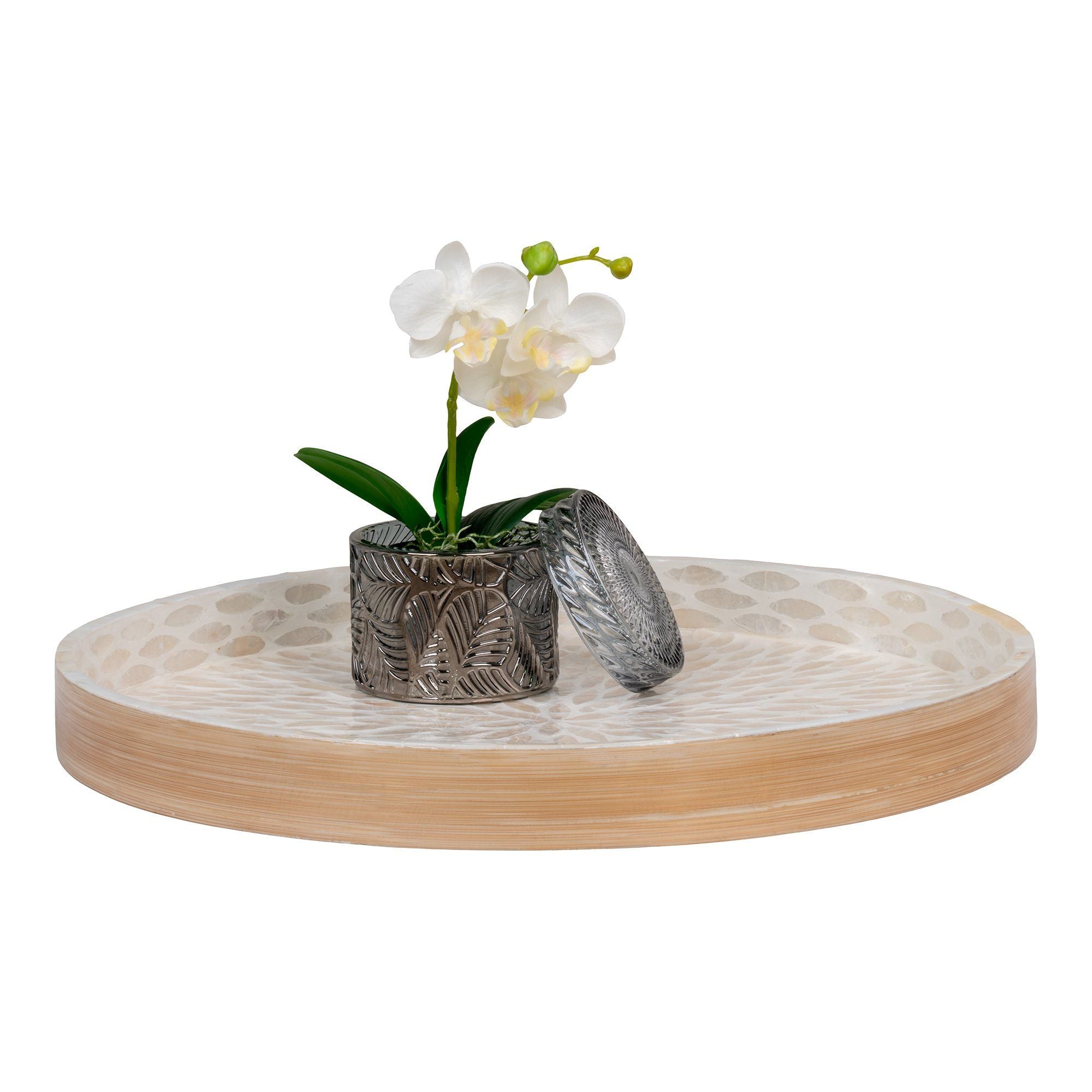 House Nordic Tray, Bamboo/Capiz, Beige, 40x40x3,5 Cm