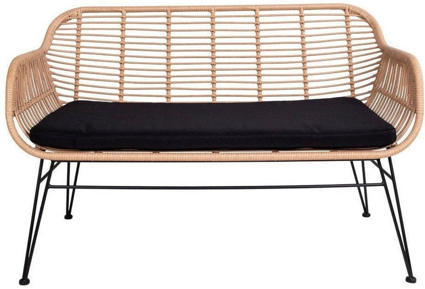 House Nordic Trieste Sofa In Polyrattan With Cushion, Nature With Black Legs