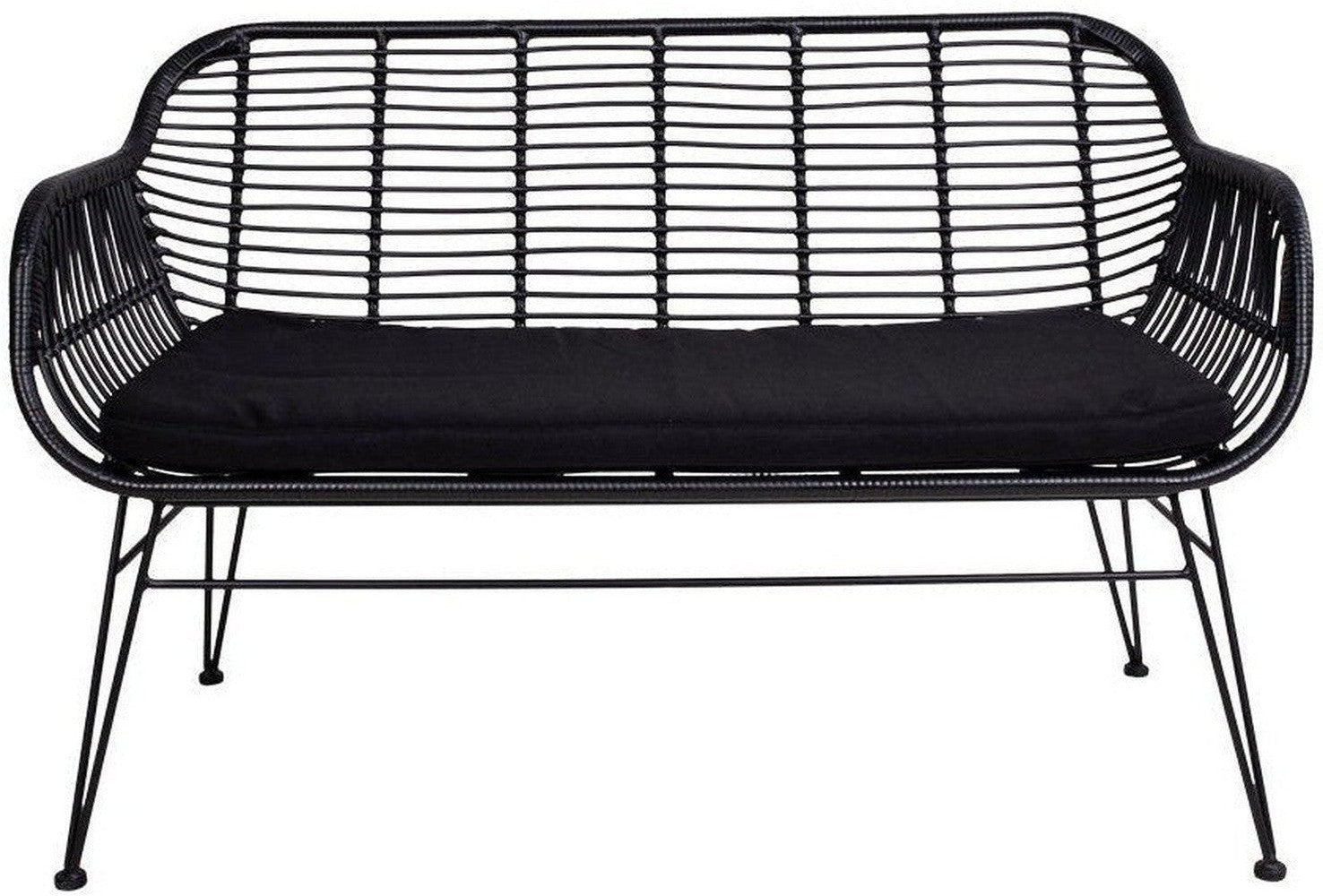 House Nordic Trieste Sofa In Polyrattan With Cushion, Black With Black Legs