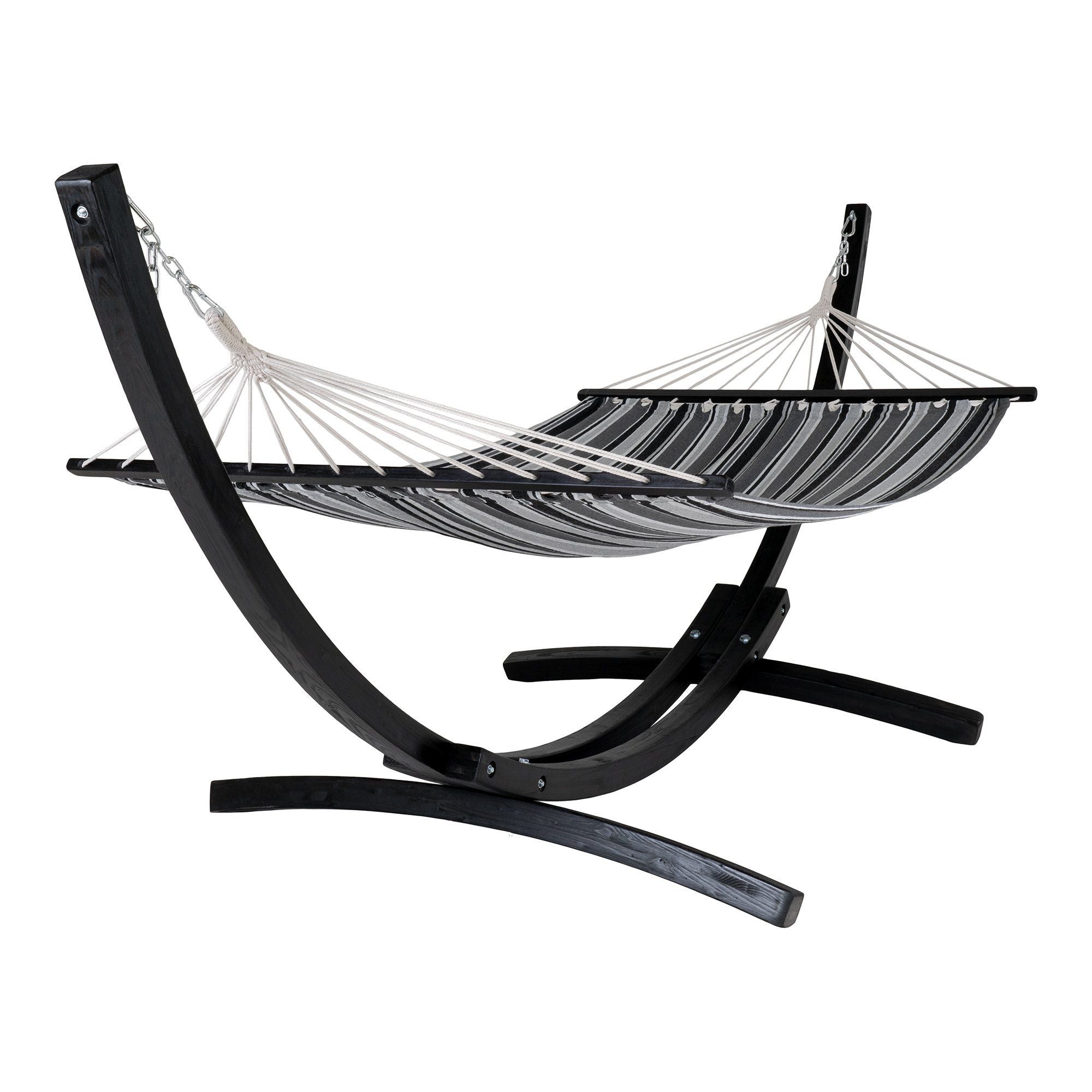 House Nordic Tripoli Hammock On Wooden Stand, Larch, Polyester/Cotton, Black/Grey/White