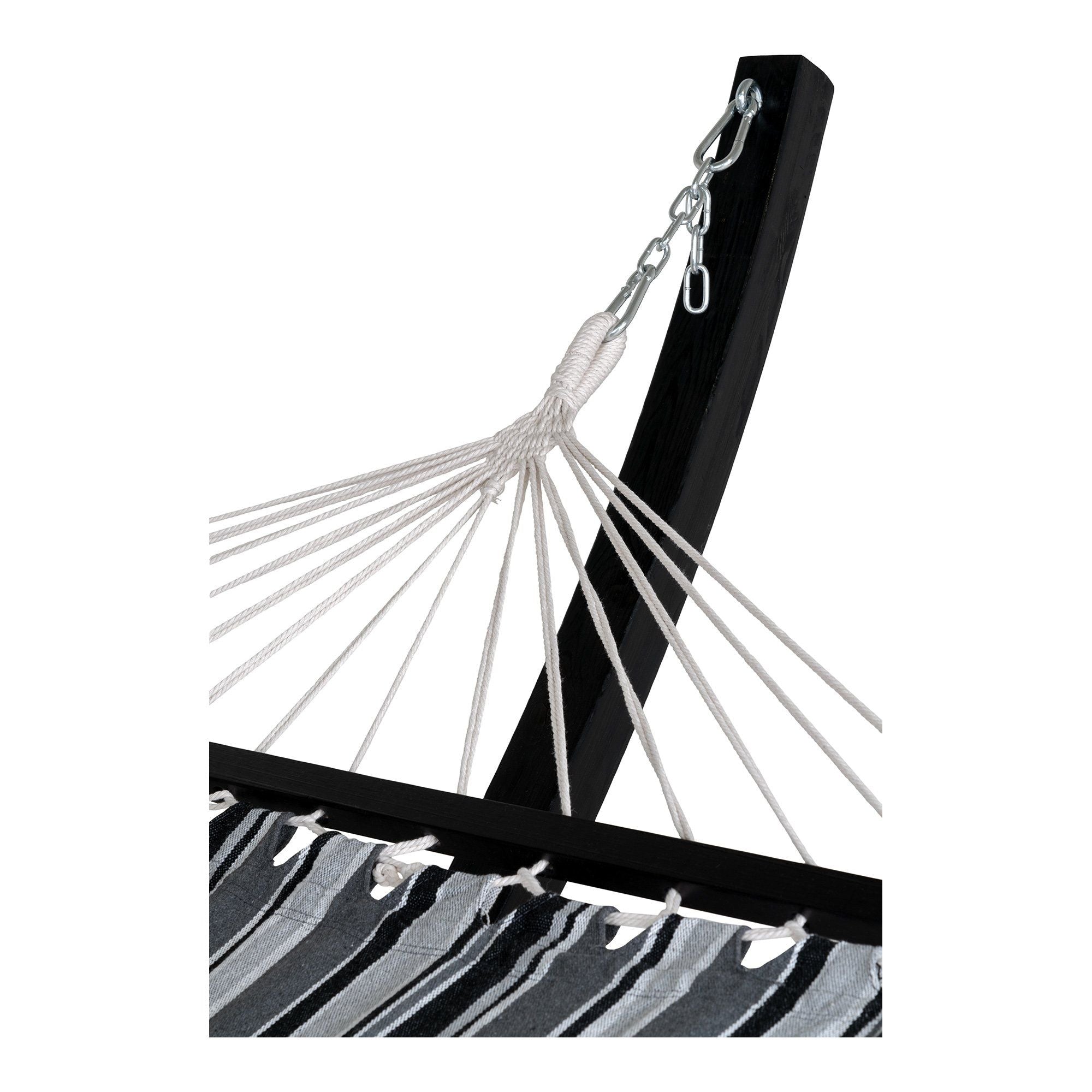 House Nordic Tripoli Hammock On Wooden Stand, Larch, Polyester/Cotton, Black/Grey/White