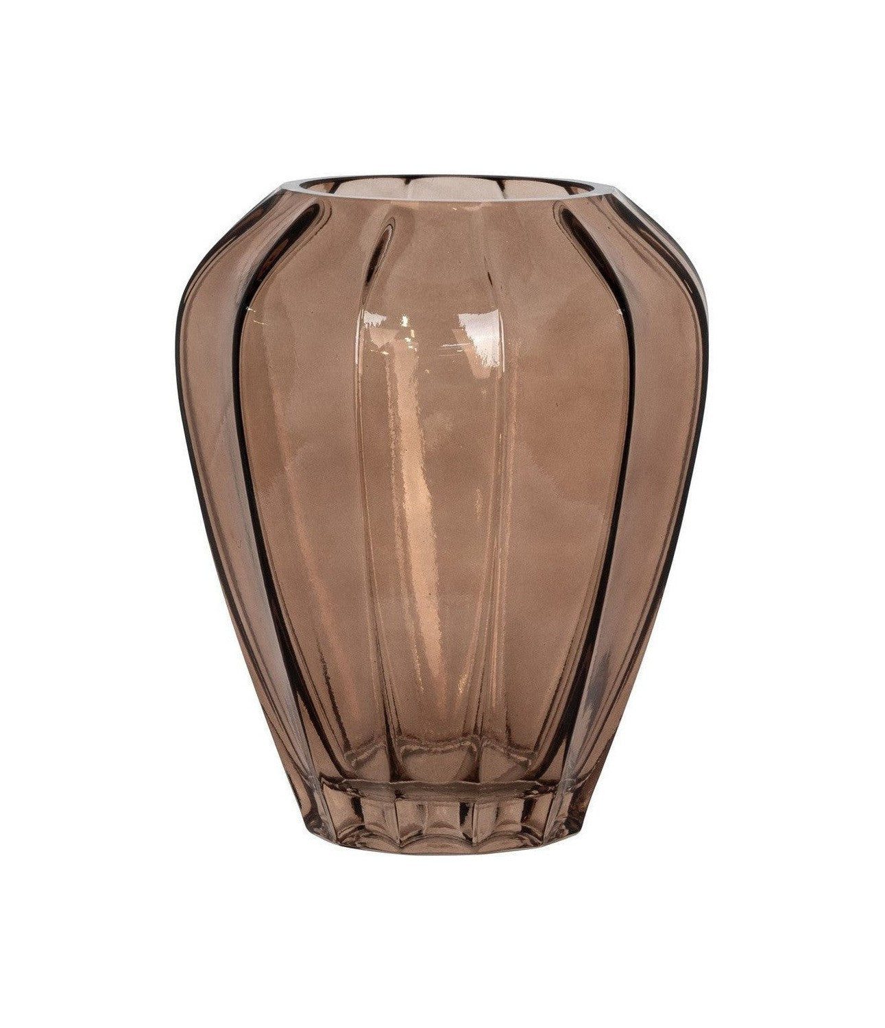 House Nordic Vase, Mouth Blown Glass, Brown, ø22x29 Cm