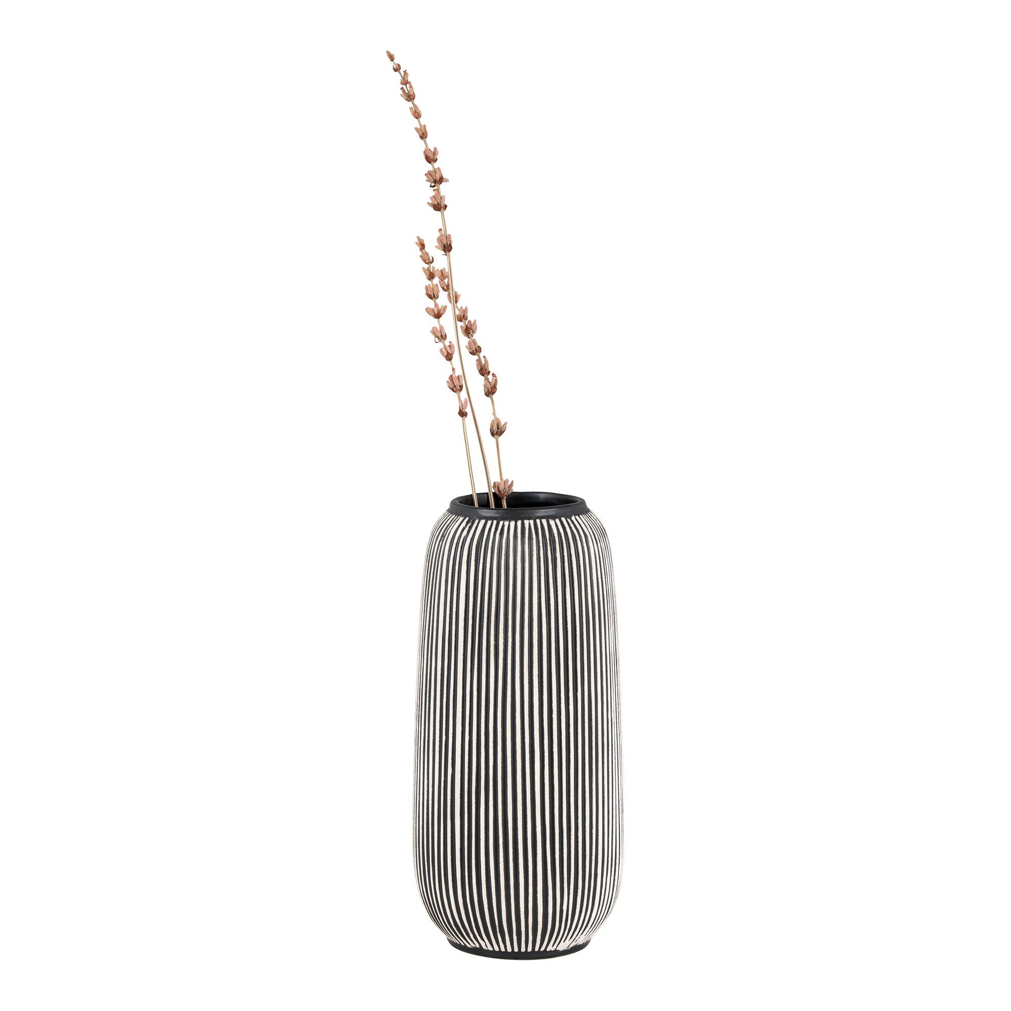 House Nordic Vase, Ceramic, Black/White, Round, ø9,5x20 Cm