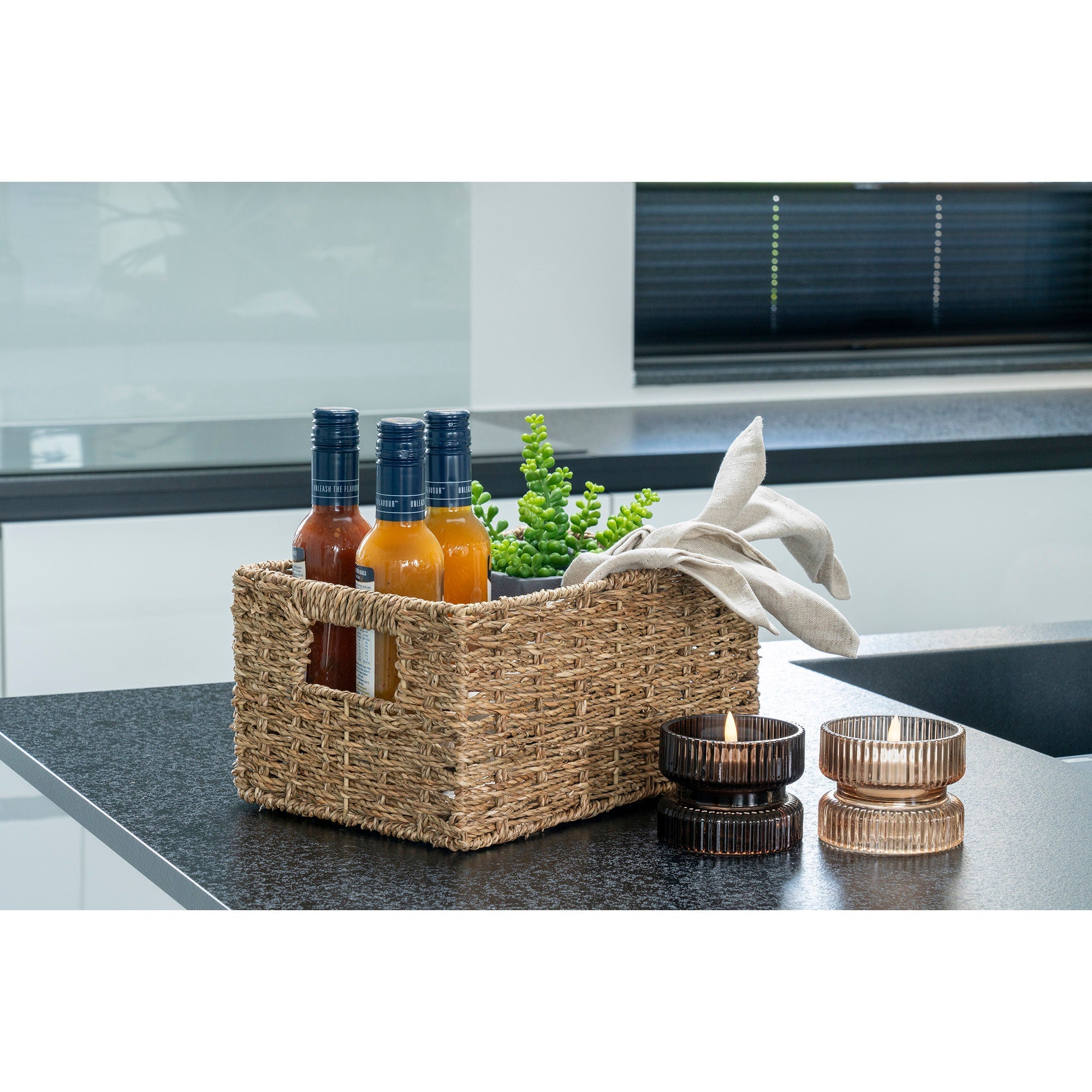 House Nordic Venoso Baskets, Seagrass, Natural, Set Of 2