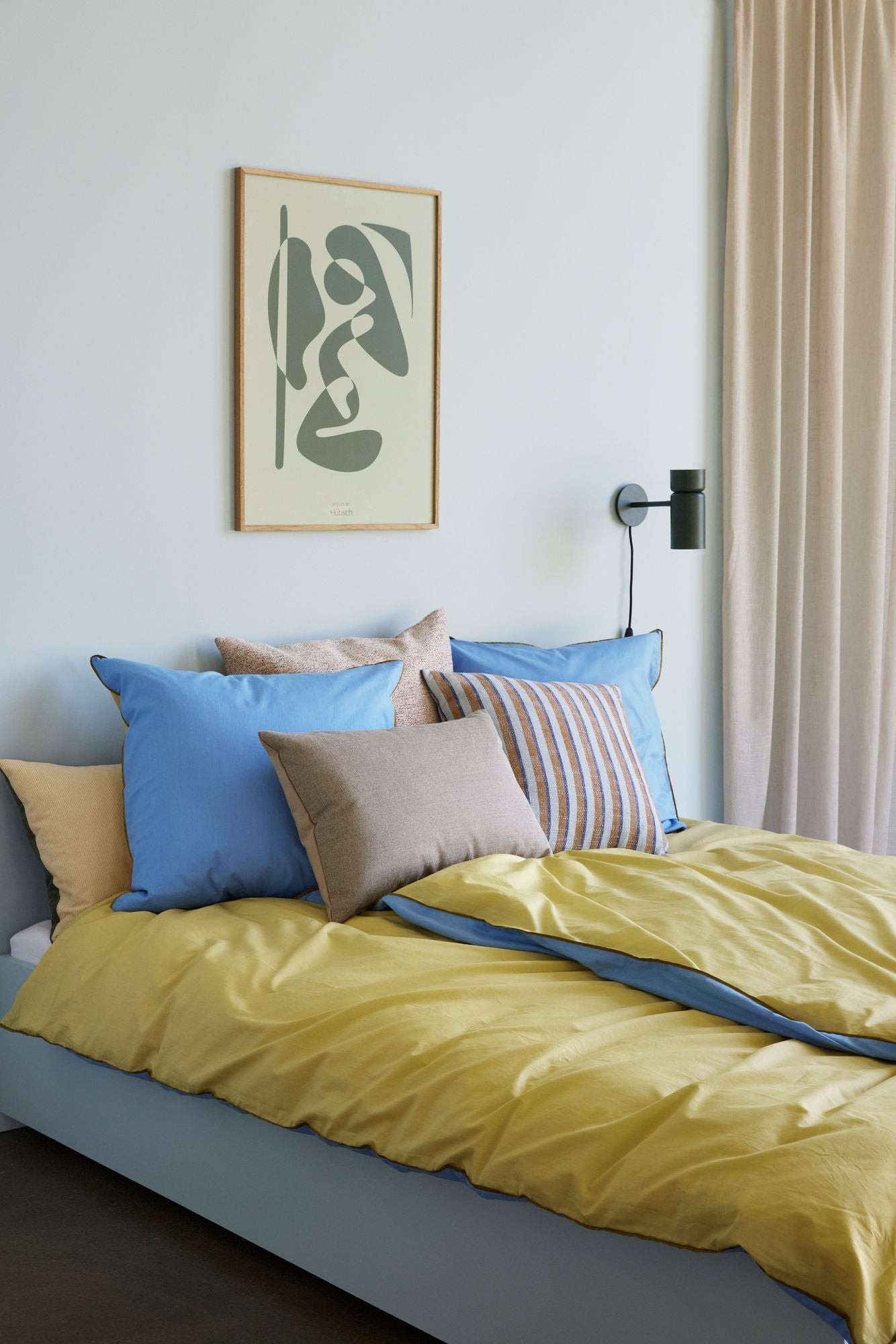 [product_category]-Hübsch Aki Bed Linen 60/220 Blue/Yellow-Hübsch-5712772114827-061406-HUB-3