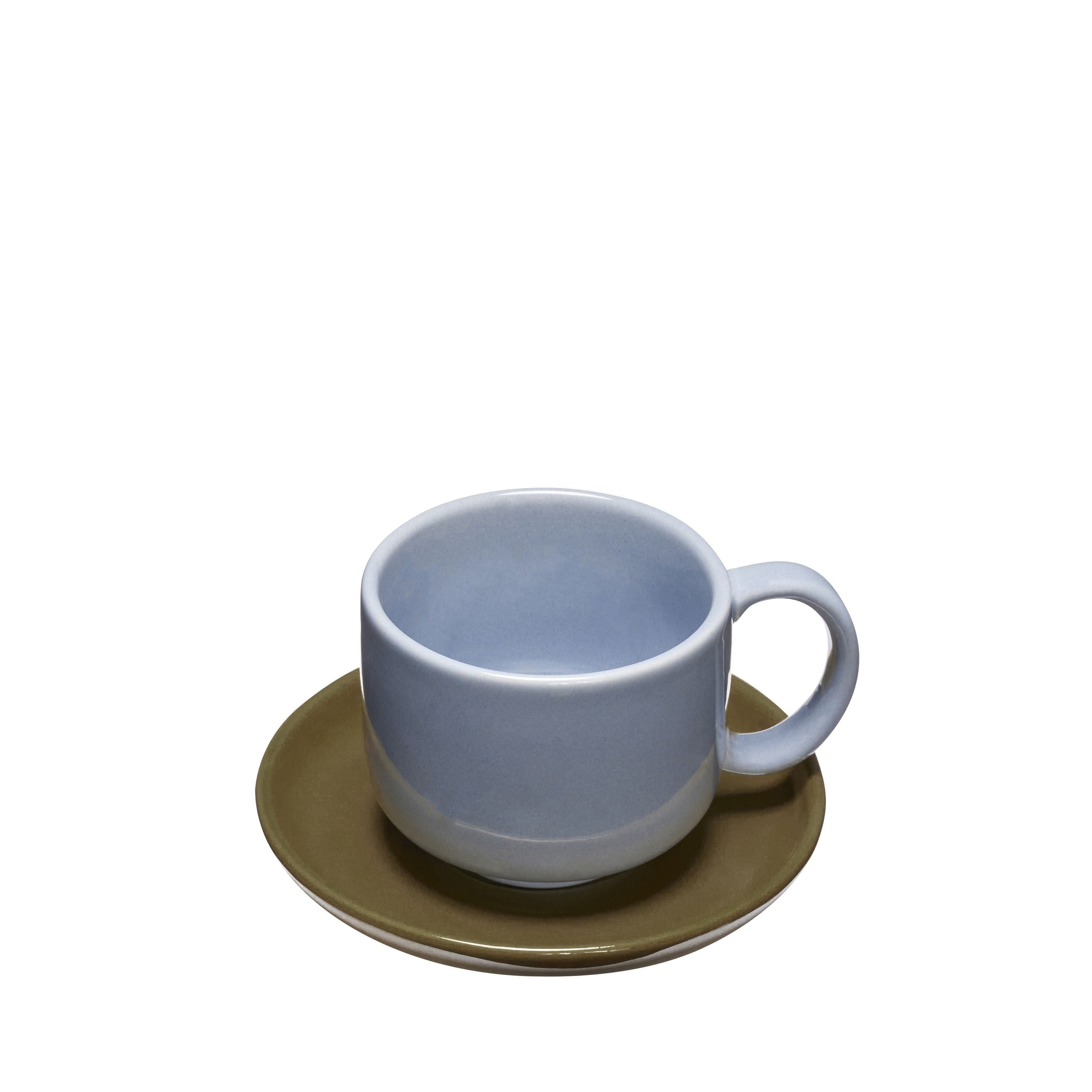 [product_category]-Hübsch Amare Mug & Saucer Set Of 2, Light Blue/Olive Green-Hübsch-5712772129449-211705-HUB-2