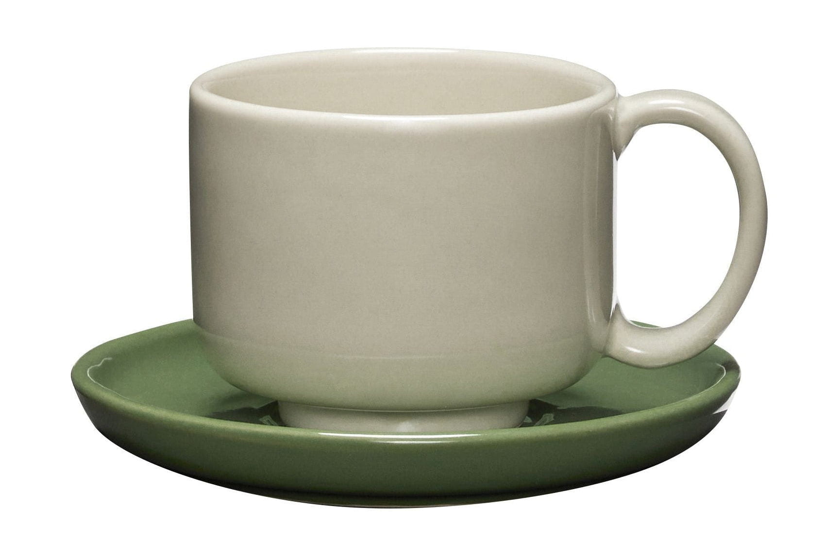 [product_category]-Hübsch Amare Mug & Saucer Set Of 2, Sand/Green-Hübsch-5712772129470-211706-HUB-1