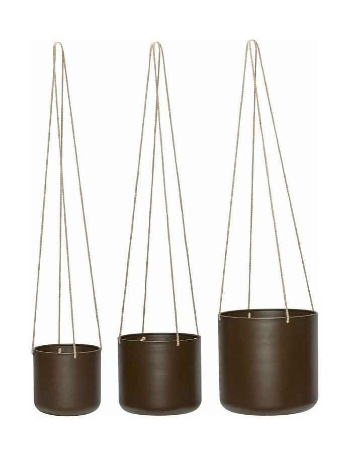 Hübsch Bloom Hanging Pots Set With 3 Large, Brown