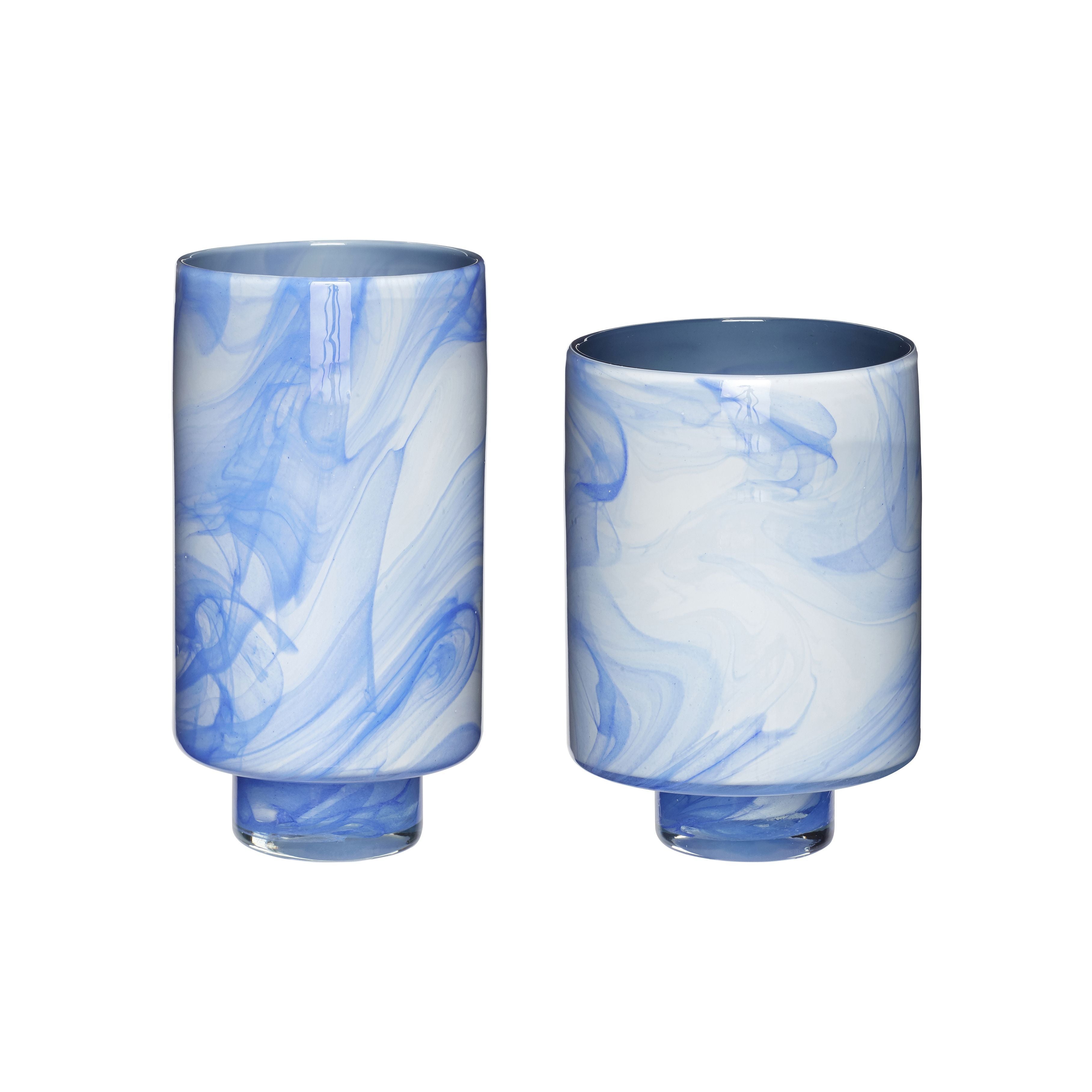 [product_category]-Hübsch Cloud Vase Glass White/Blue S/2-Hübsch-5712772101179-281202-HUB-1