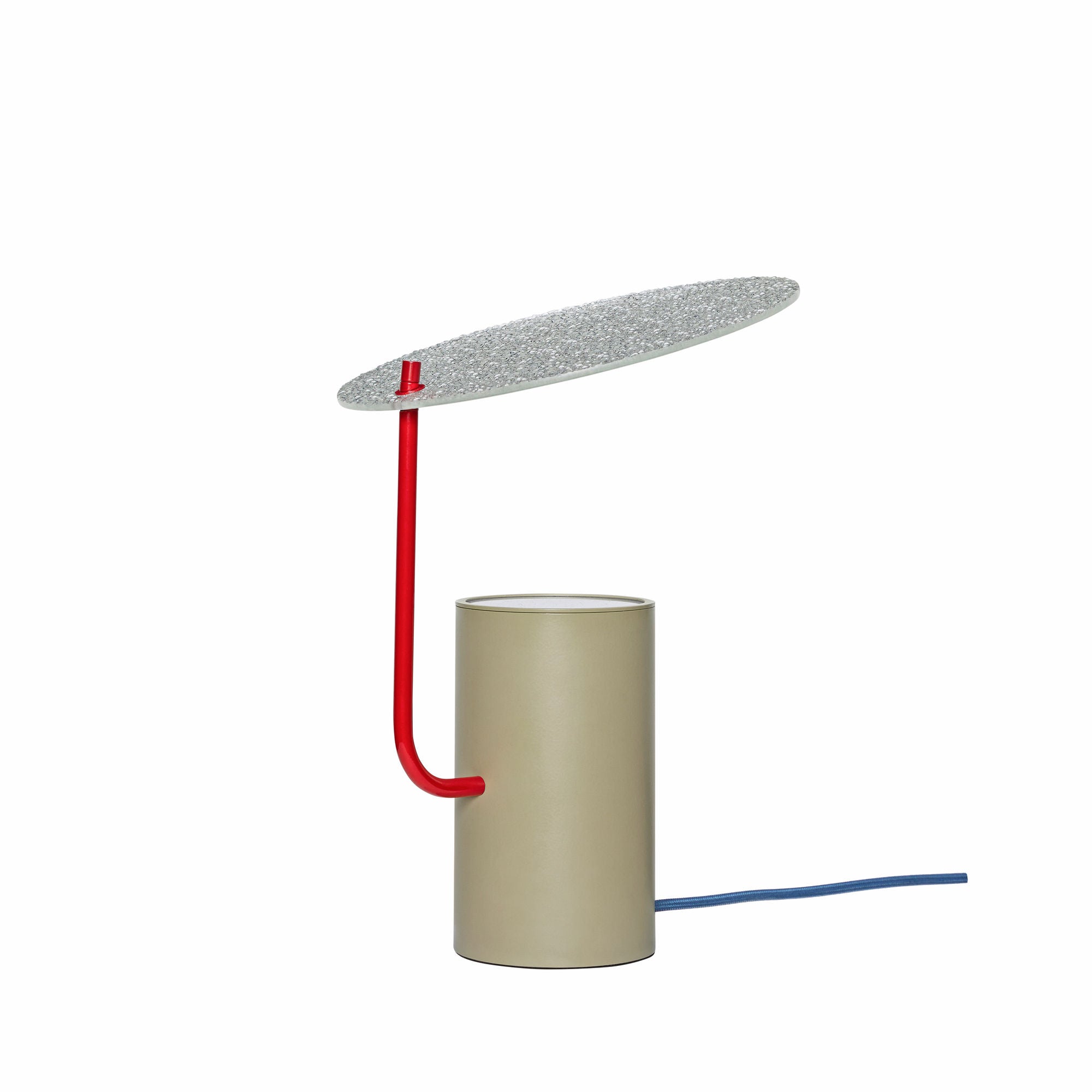 Lâmpada de mesa de disco Hübsch cáqui/vermelho/texturizado