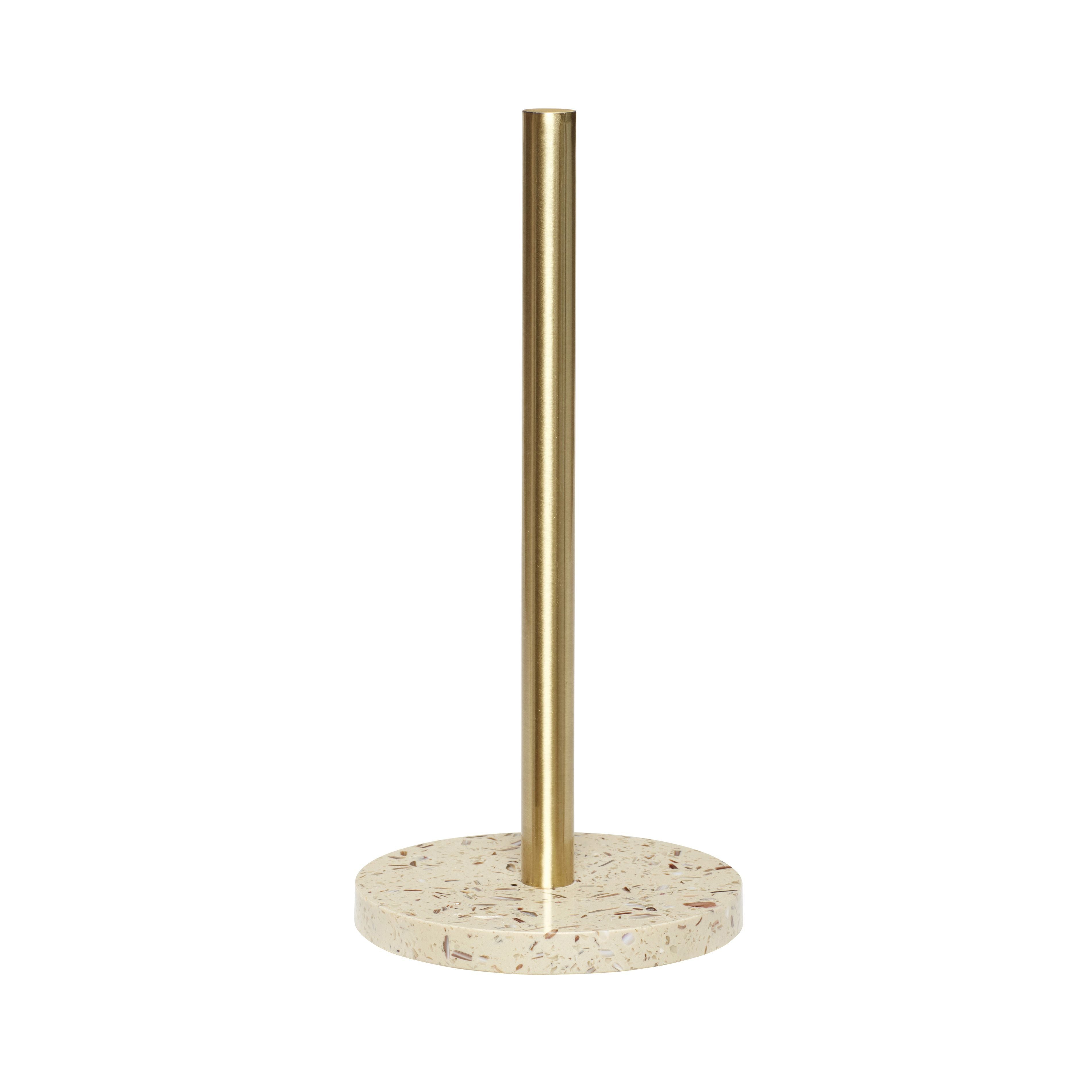 [product_category]-Hübsch Pure Kitchen Roll Holder, Terrazzo/Brass-Hübsch-5712772071236-990918-HUB-1